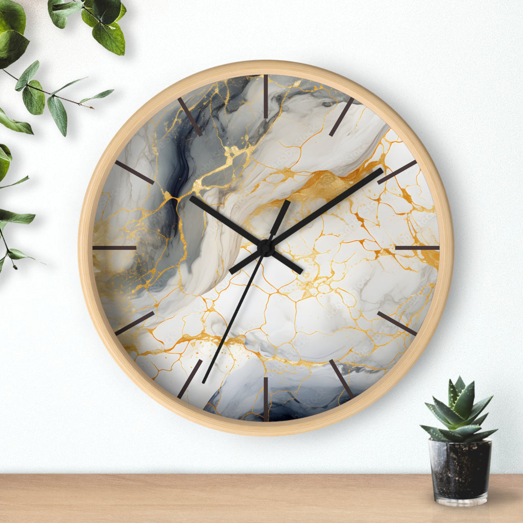 Marble Gold Accent Wall Clock — Elegant Modern Home Decor