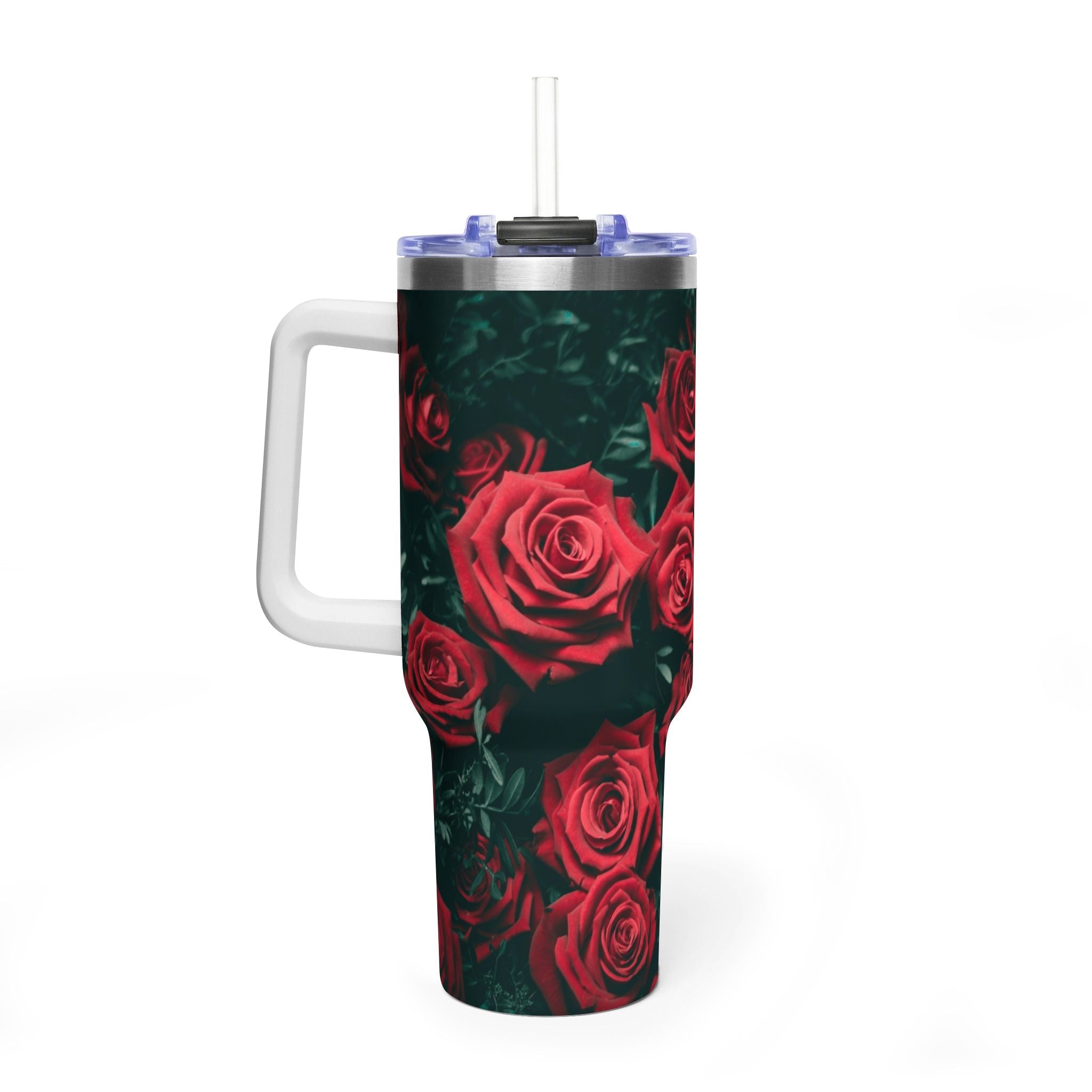 Rose Pattern 40oz Vacuum Tumbler – Insulated Floral Travel Mug