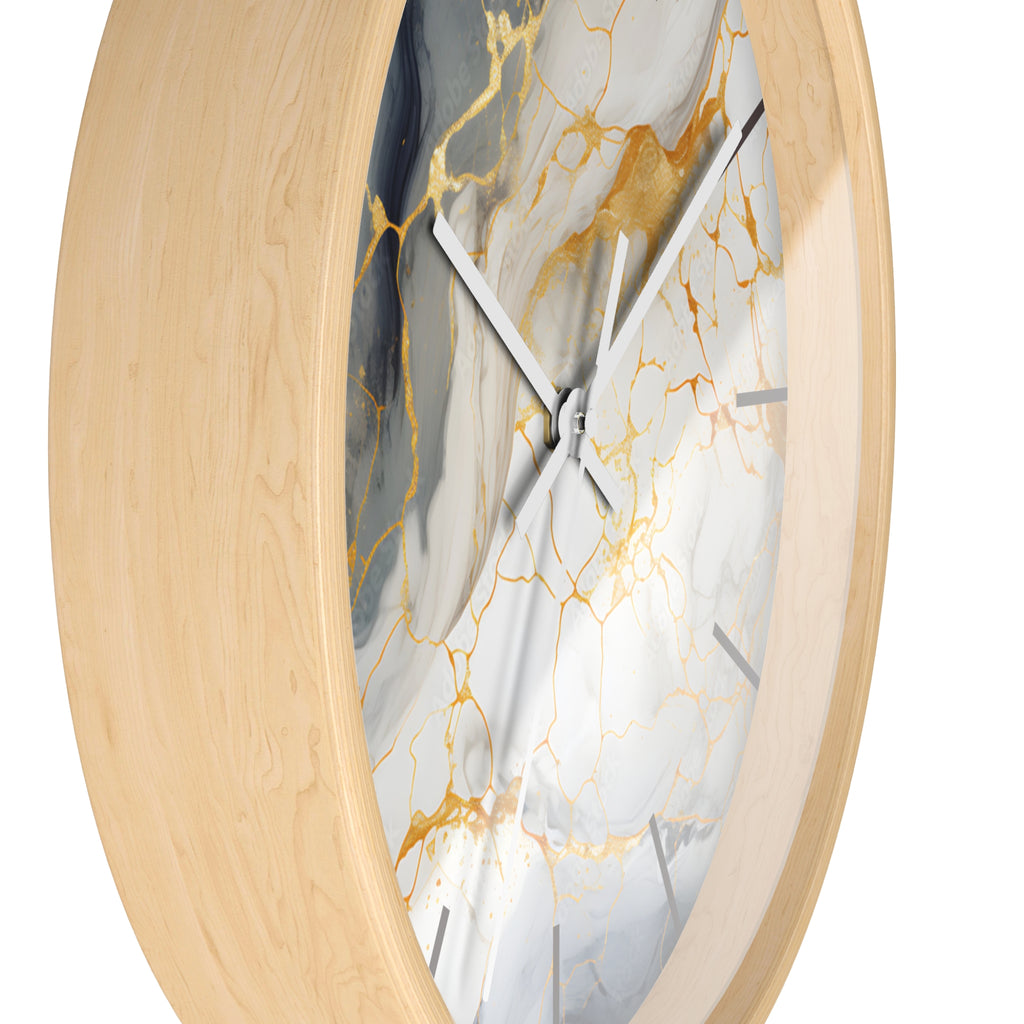 Marble Gold Accent Wall Clock — Elegant Modern Home Decor