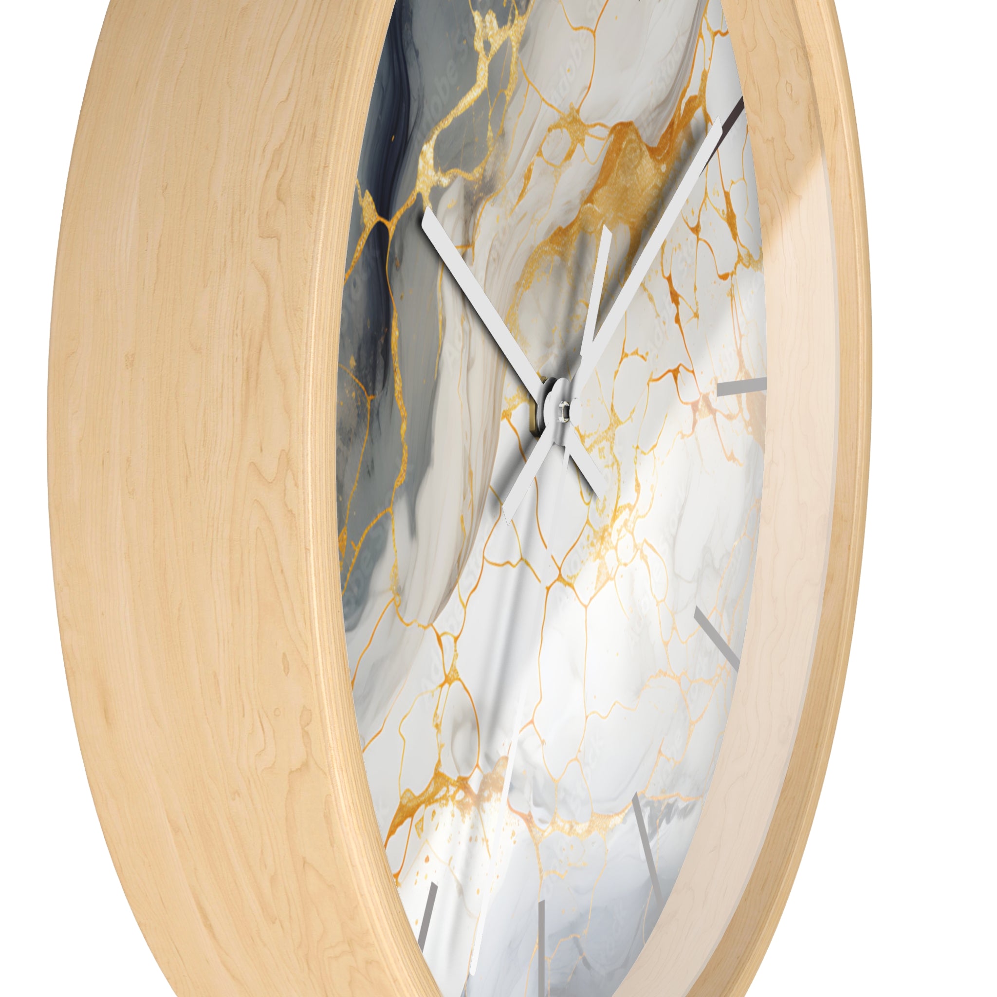 Marble Gold Accent Wall Clock — Elegant Modern Home Decor