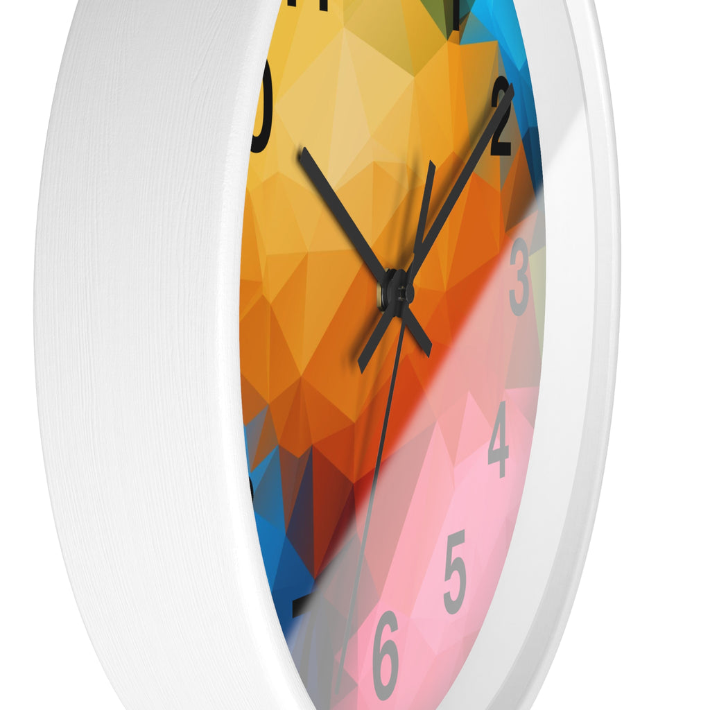 Colorful Geometric Wall Clock — Modern Polygon Abstract Home Decor
