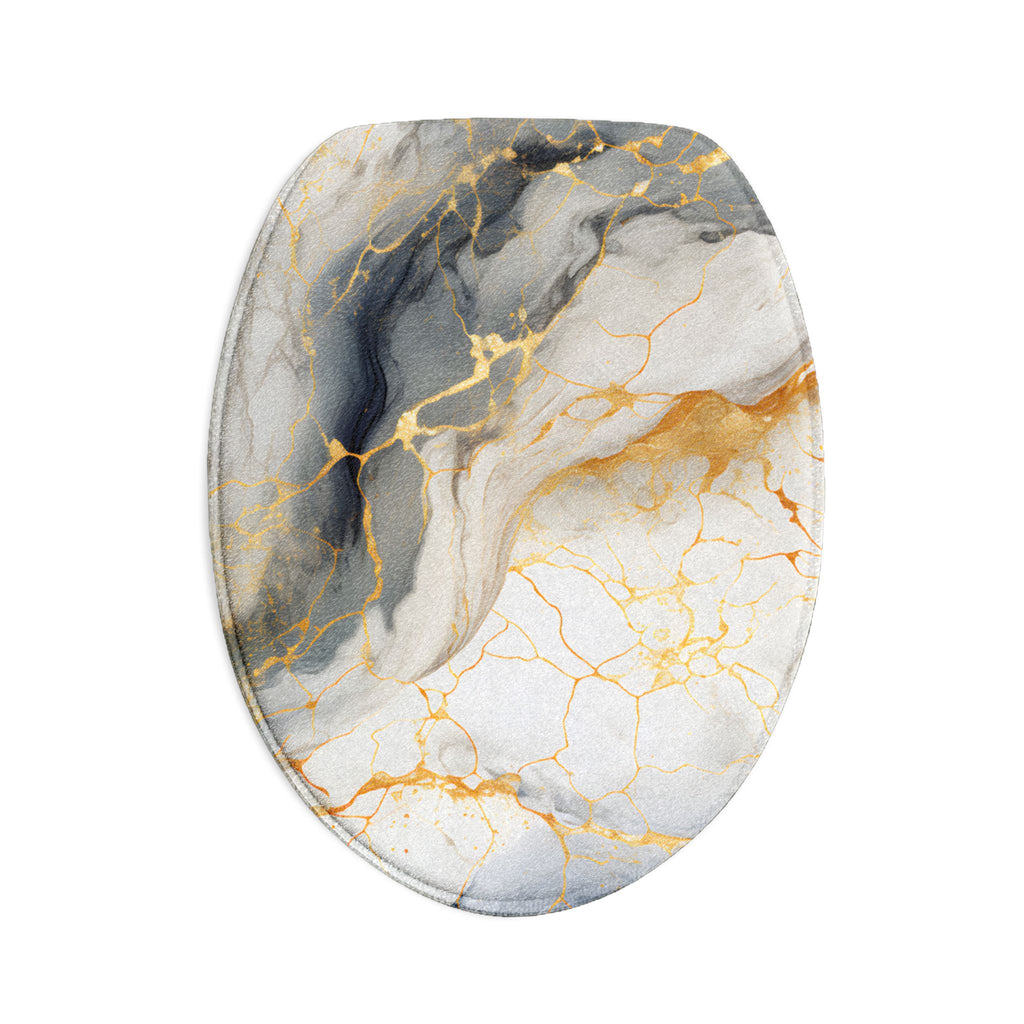Marble Gold Bath Mat 3-Piece Set — Luxury Grey & Gold Marble Bathroom Rugs