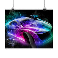 Neon Smoke Sports Car Matte Poster — Horizontal Automotive Wall Art