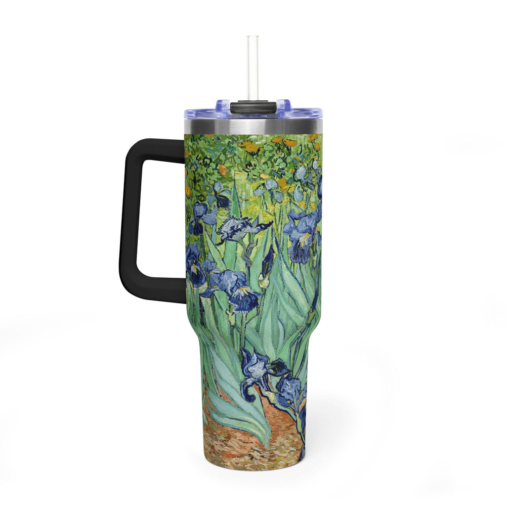40oz Vacuum Tumbler — Van Gogh Irises Insulated Travel Mug