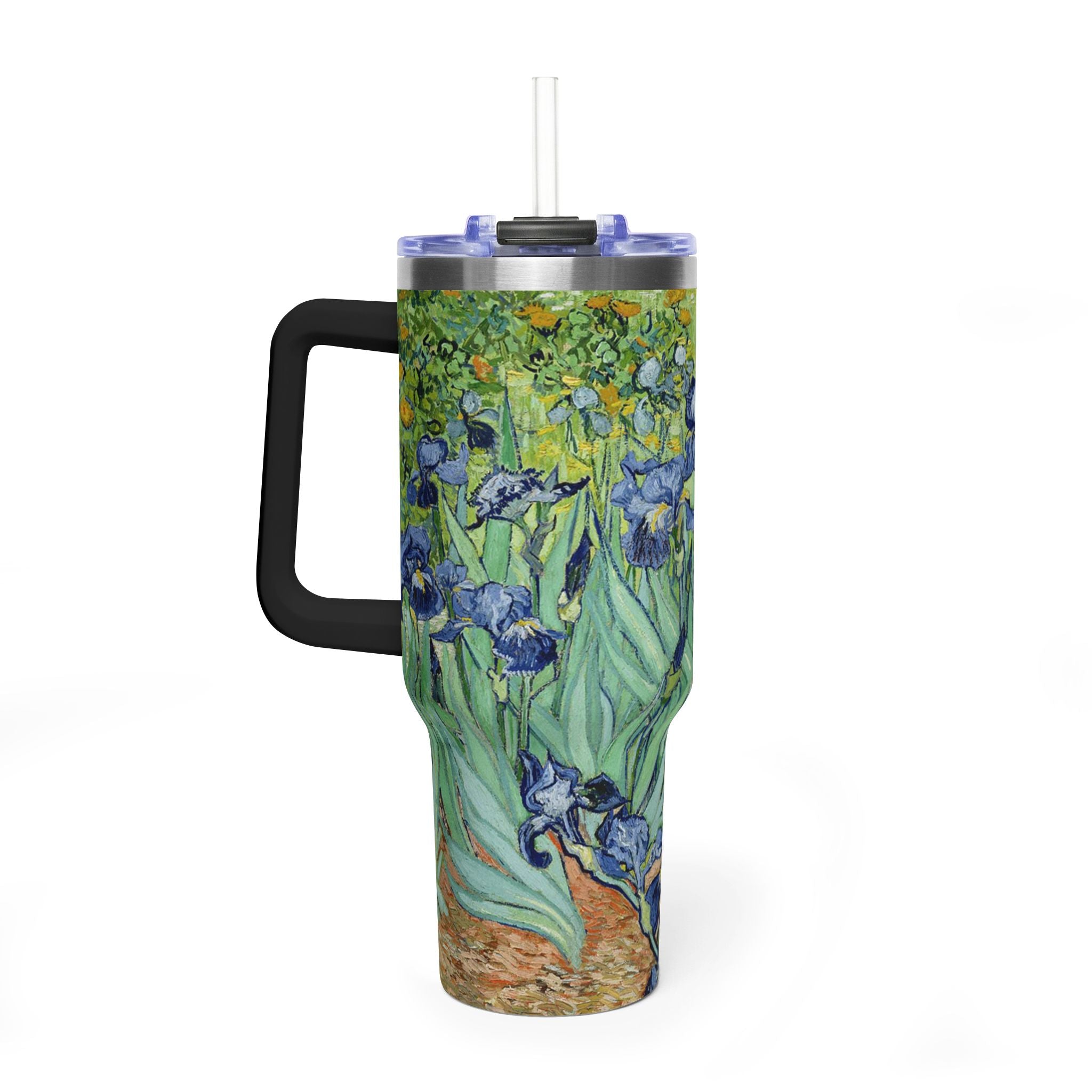40oz Vacuum Tumbler — Van Gogh Irises Insulated Travel Mug