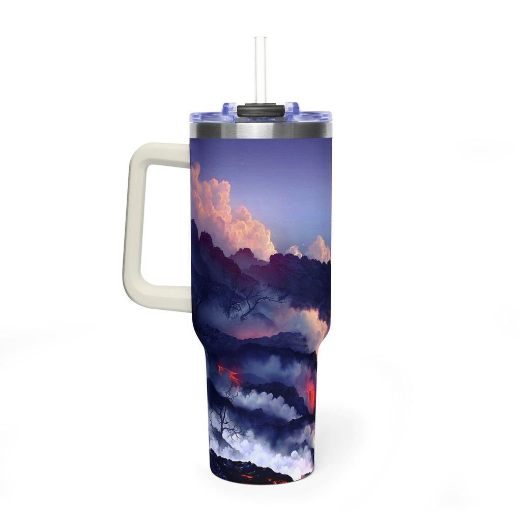 40oz Thermal Tumbler – Sunset Storm Mountain Landscape