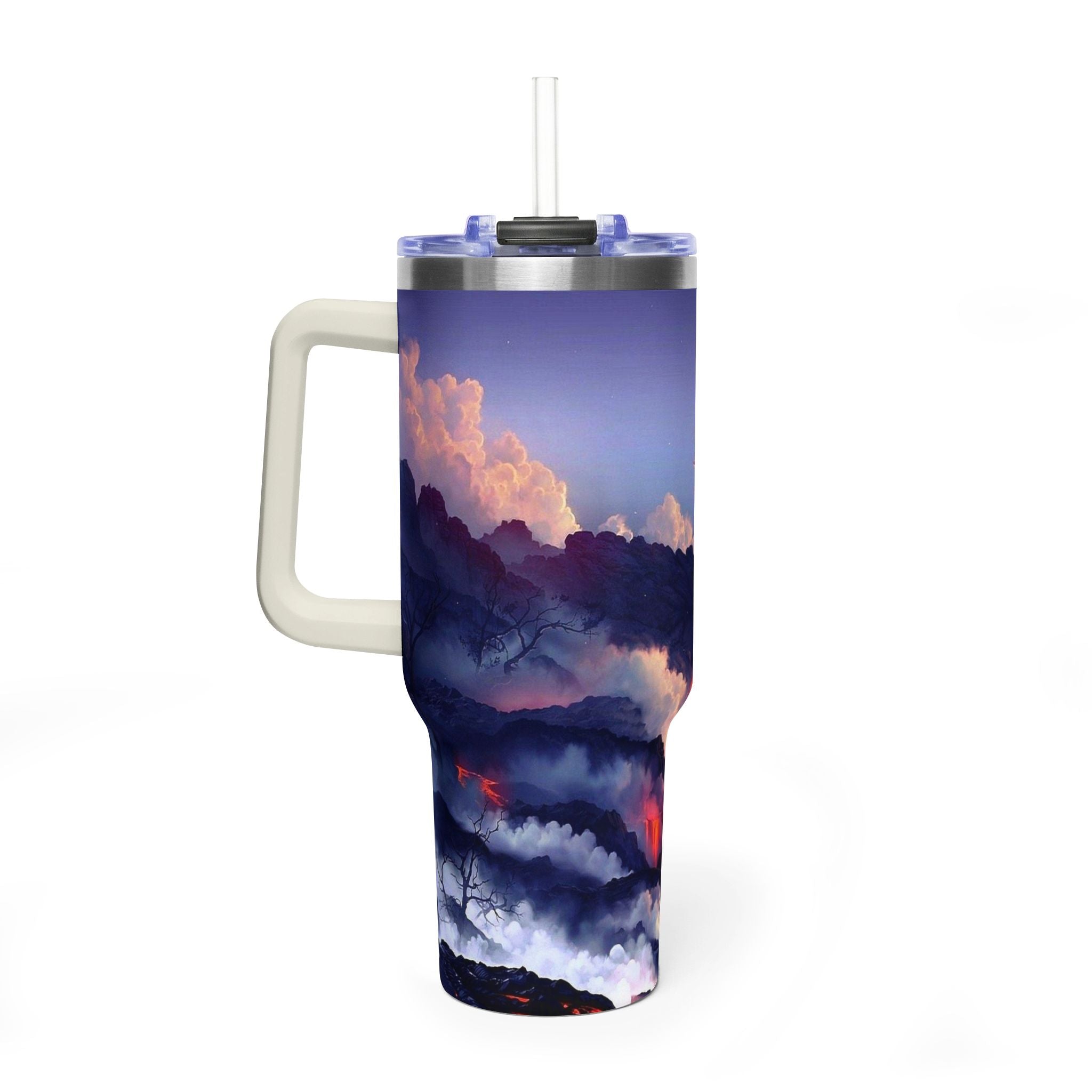 40oz Thermal Tumbler – Sunset Storm Mountain Landscape