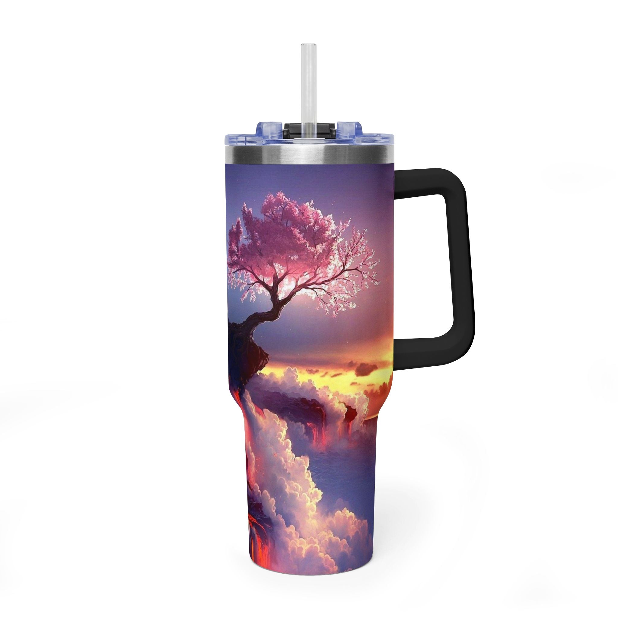 40oz Thermal Tumbler – Sunset Storm Mountain Landscape