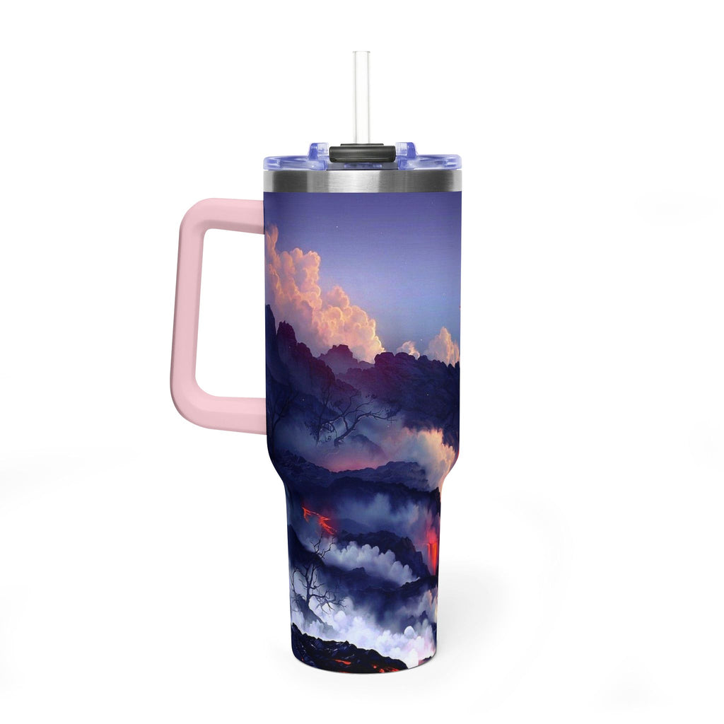 40oz Thermal Tumbler – Sunset Storm Mountain Landscape