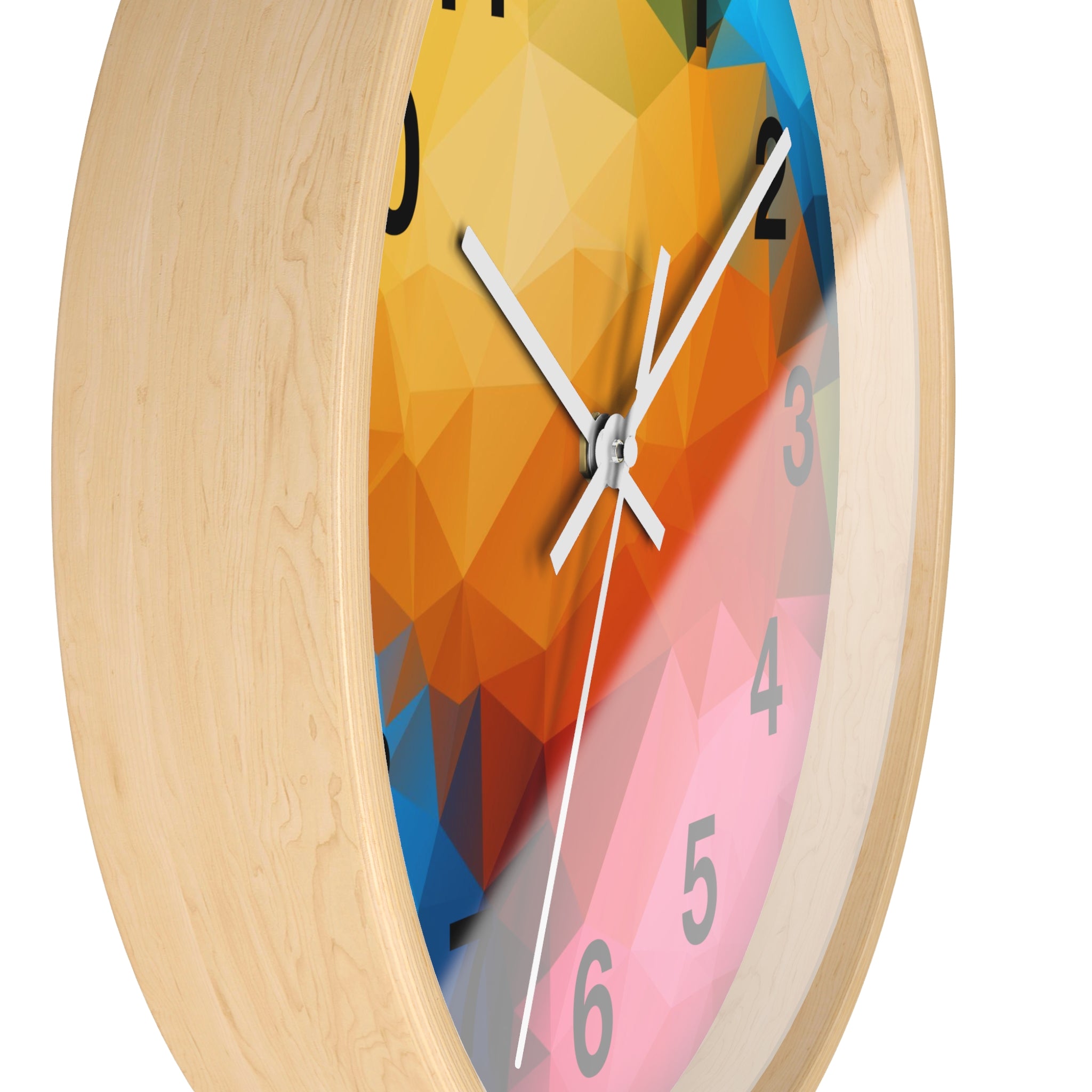 Colorful Geometric Wall Clock — Modern Polygon Abstract Home Decor