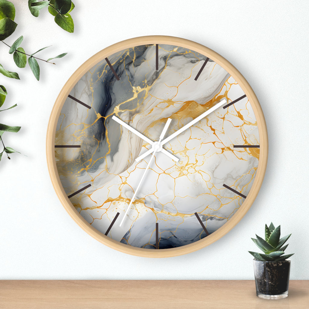 Marble Gold Accent Wall Clock — Elegant Modern Home Decor