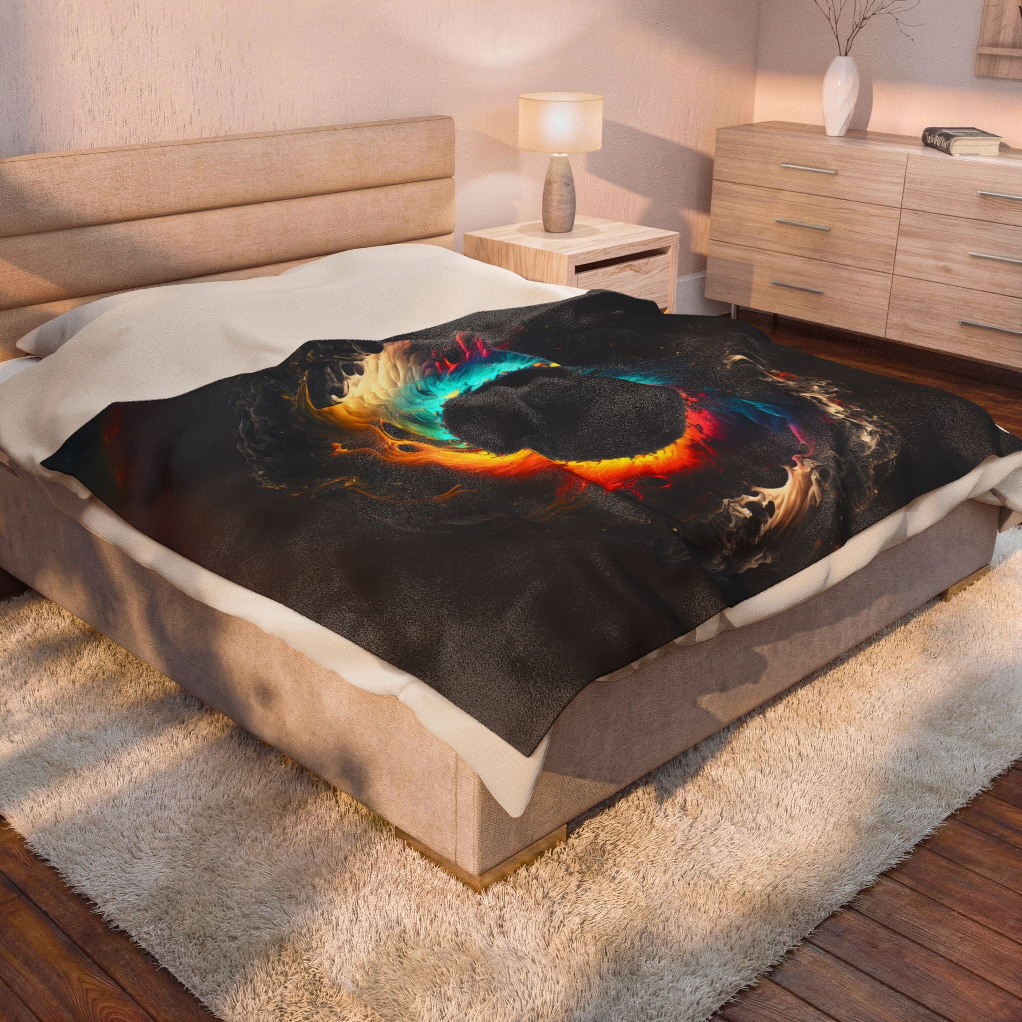 Velveteen Blanket — Cosmic Color Eye Swirl Plush Throw