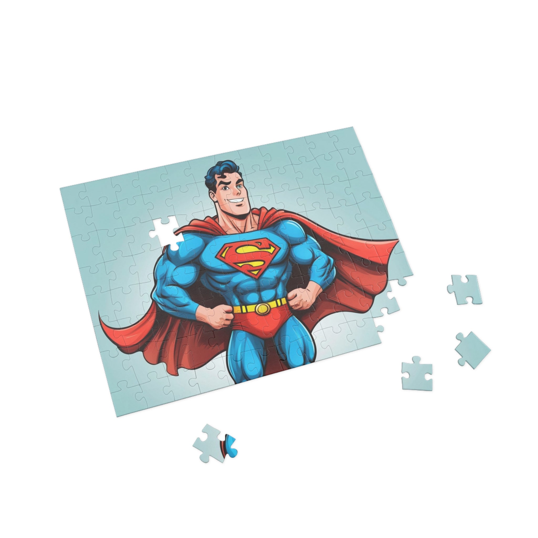 Superhero Jigsaw Puzzle — Retro Superman Illustration (96/252/500/1000 pcs)