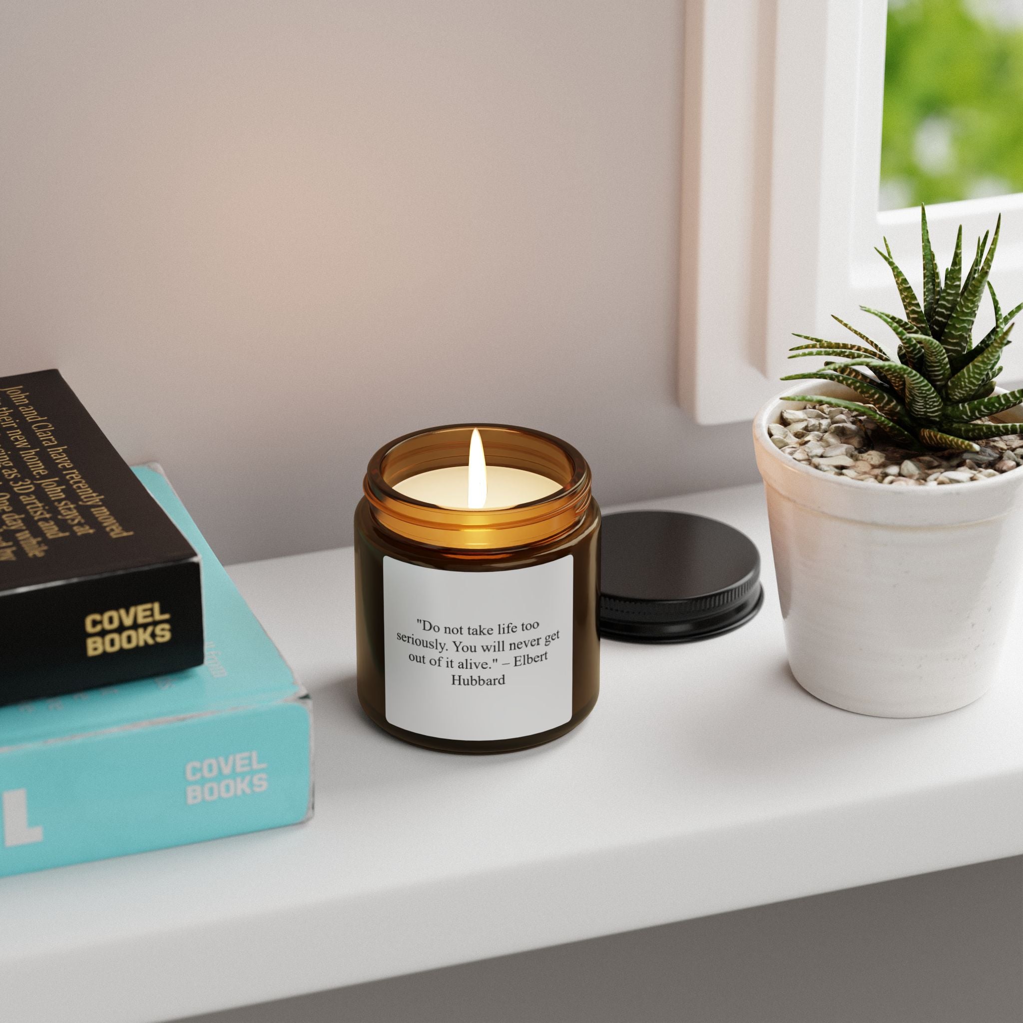 Soy Candle — Amber Jar with 'Do not take life too seriously' Quote