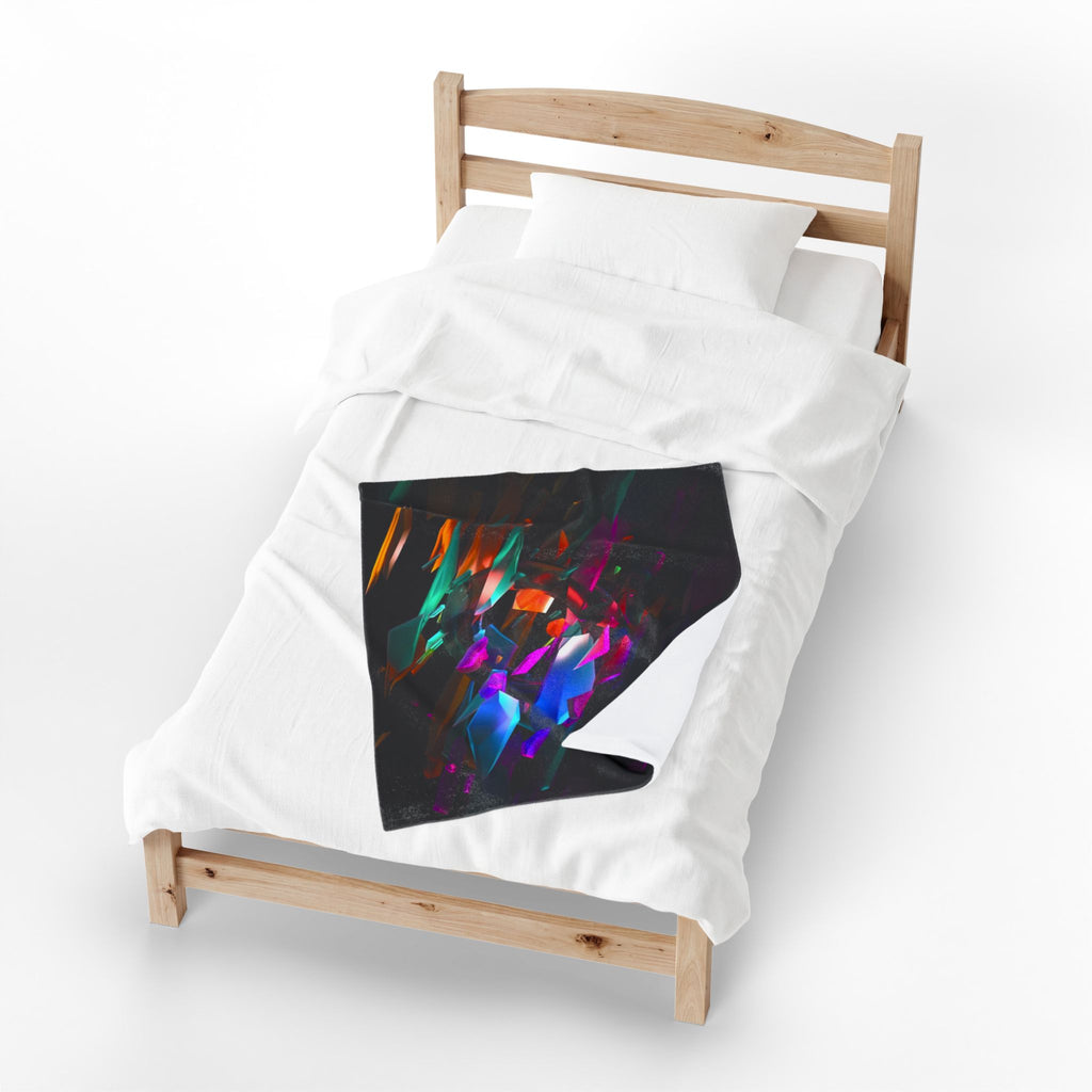 Abstract Neon Shards Velveteen Plush Blanket — Colorful Geometric Throw
