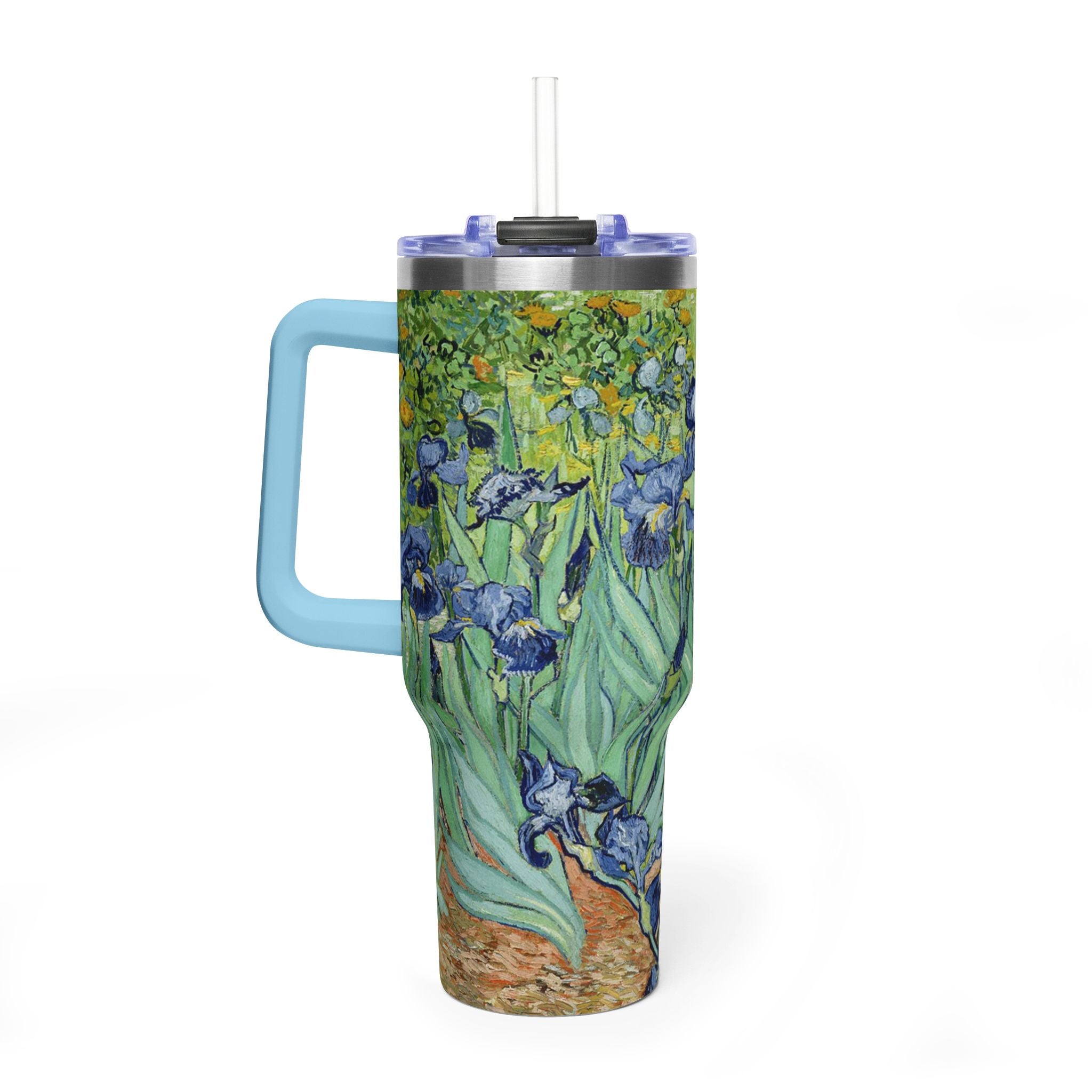 40oz Vacuum Tumbler — Van Gogh Irises Insulated Travel Mug