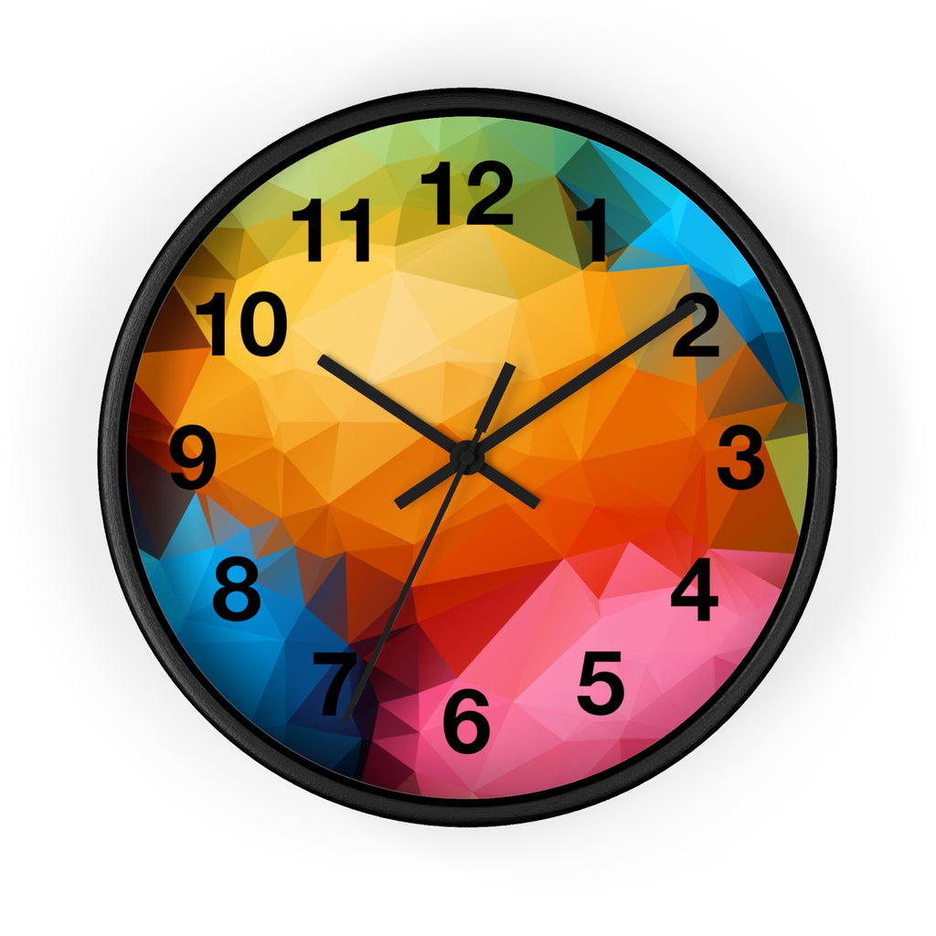 Colorful Geometric Wall Clock — Modern Polygon Abstract Home Decor