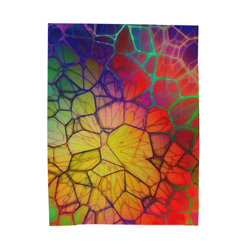 Velveteen Plush Blanket – Psychedelic Rainbow Mosaic Throw