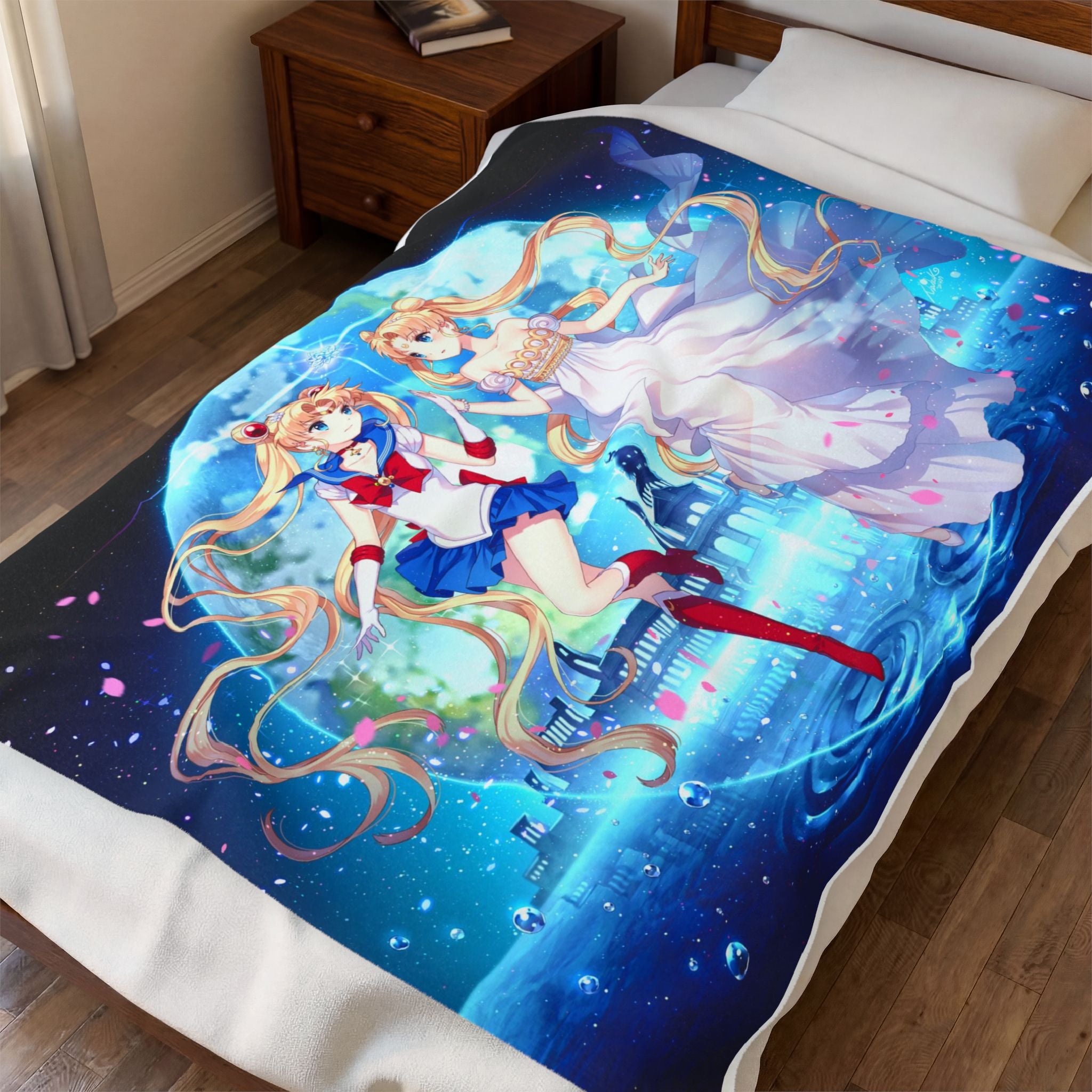 Sailor Moon Velveteen Plush Blanket — Anime Moonlit Throw