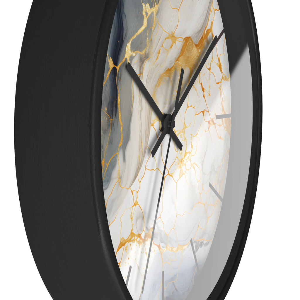 Marble Gold Accent Wall Clock — Elegant Modern Home Decor