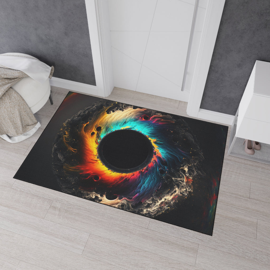 Vibrant Abstract Black Hole Design-Heavy Duty Rug