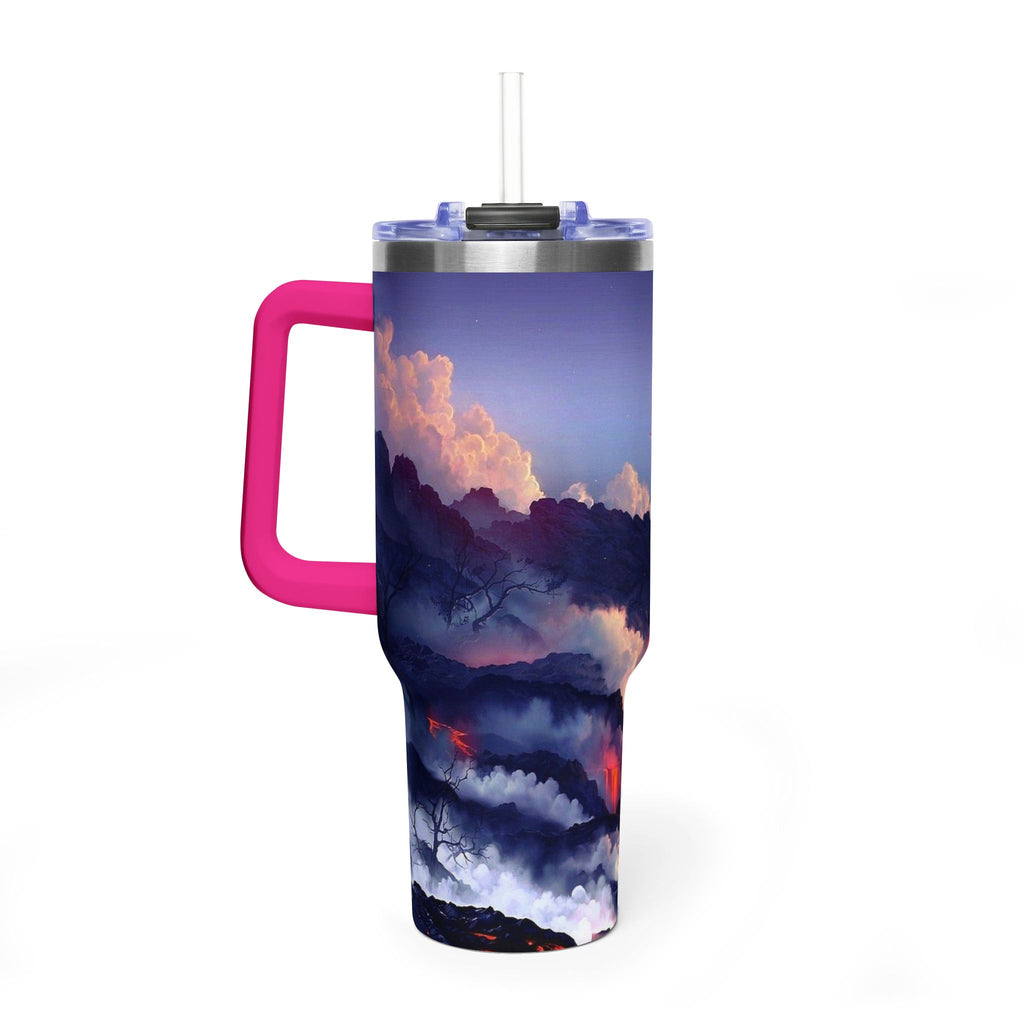 40oz Thermal Tumbler – Sunset Storm Mountain Landscape