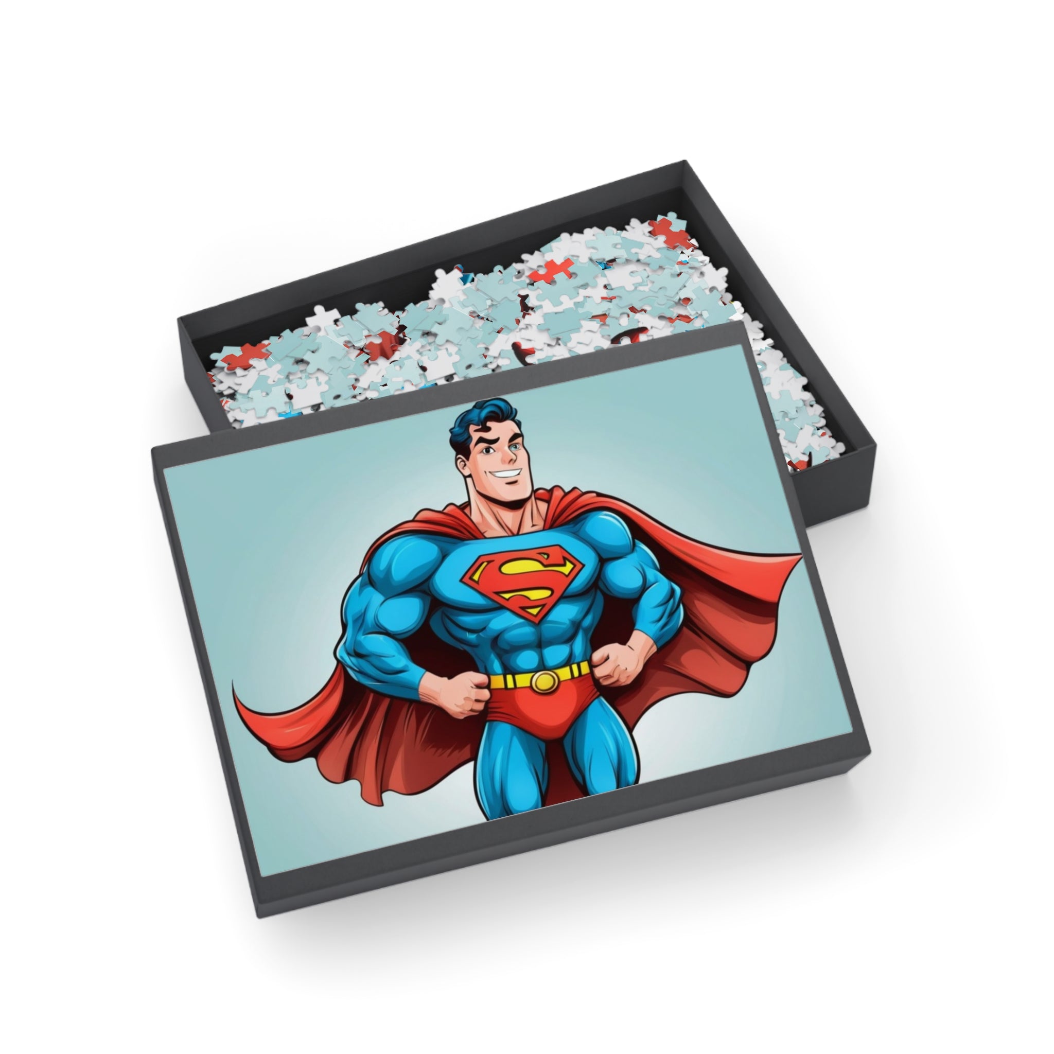 Superhero Jigsaw Puzzle — Retro Superman Illustration (96/252/500/1000 pcs)