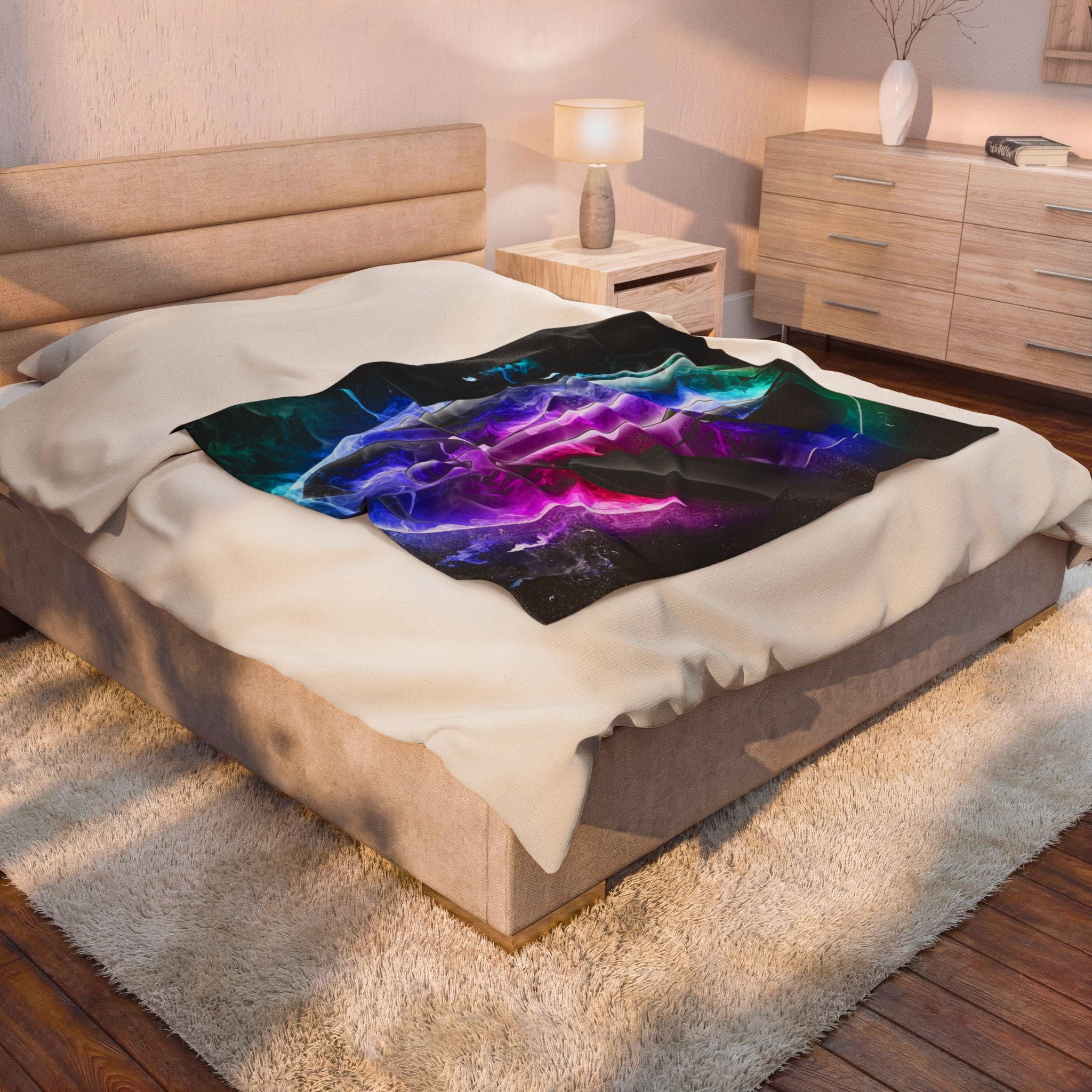Smoky Neon Car Velveteen Plush Blanket — Velveteen Throw