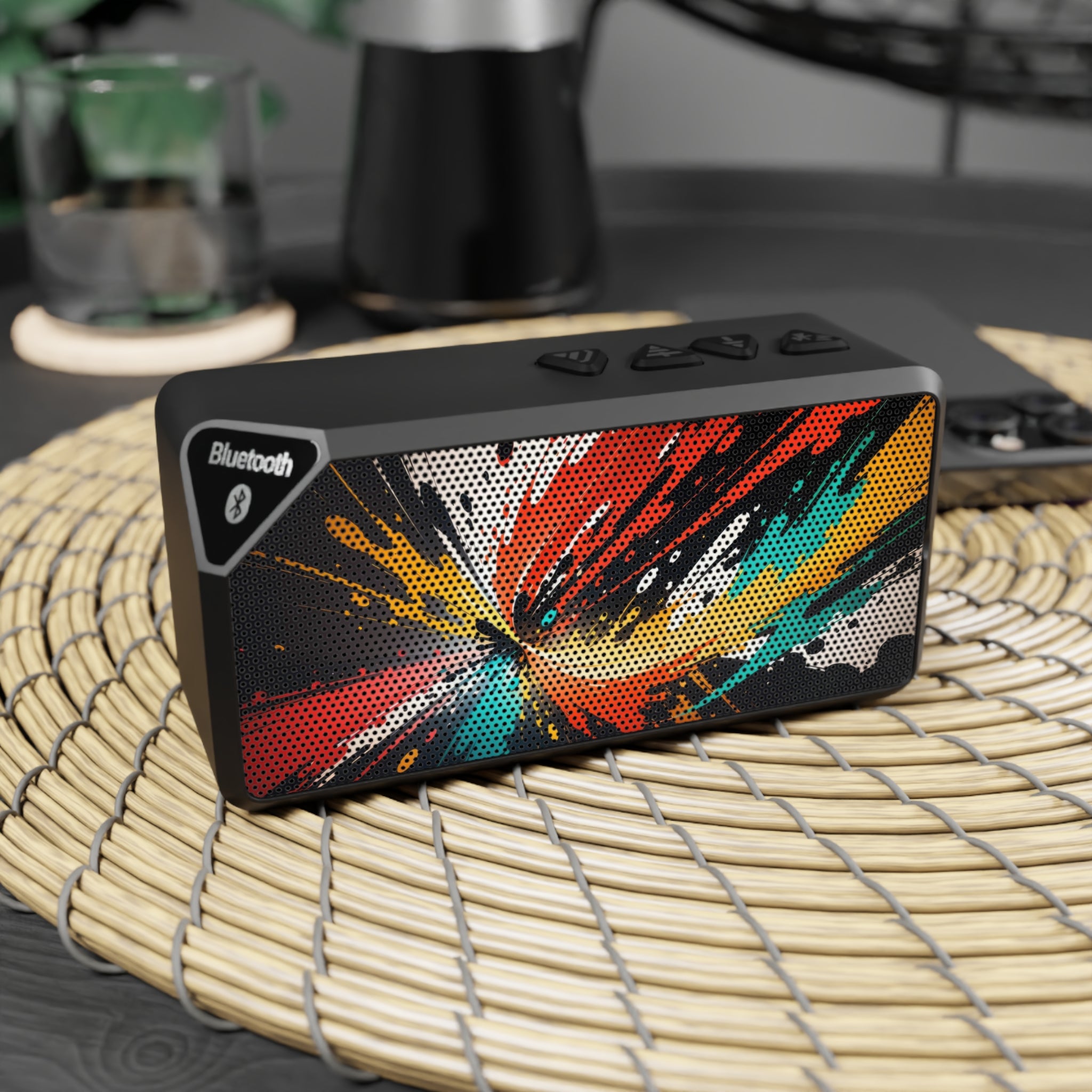 Portable Bluetooth Speaker — Color Splash Abstract Grill Design