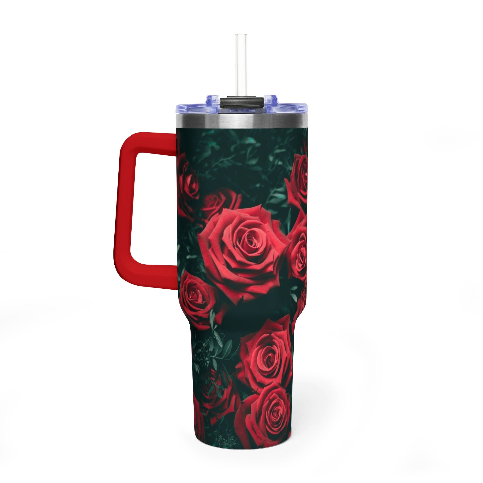 Rose Pattern 40oz Vacuum Tumbler – Insulated Floral Travel Mug