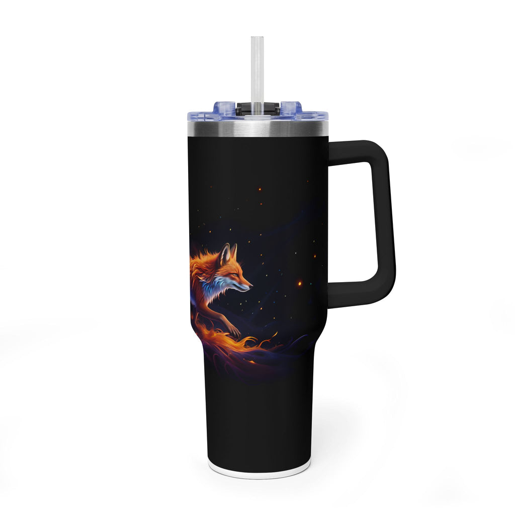 40oz Thermal Tumbler — Neon Flame Fox Design