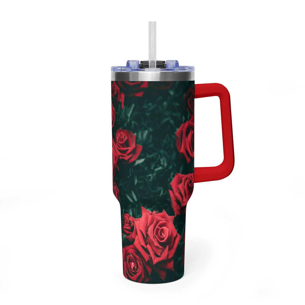 Rose Pattern 40oz Vacuum Tumbler – Insulated Floral Travel Mug