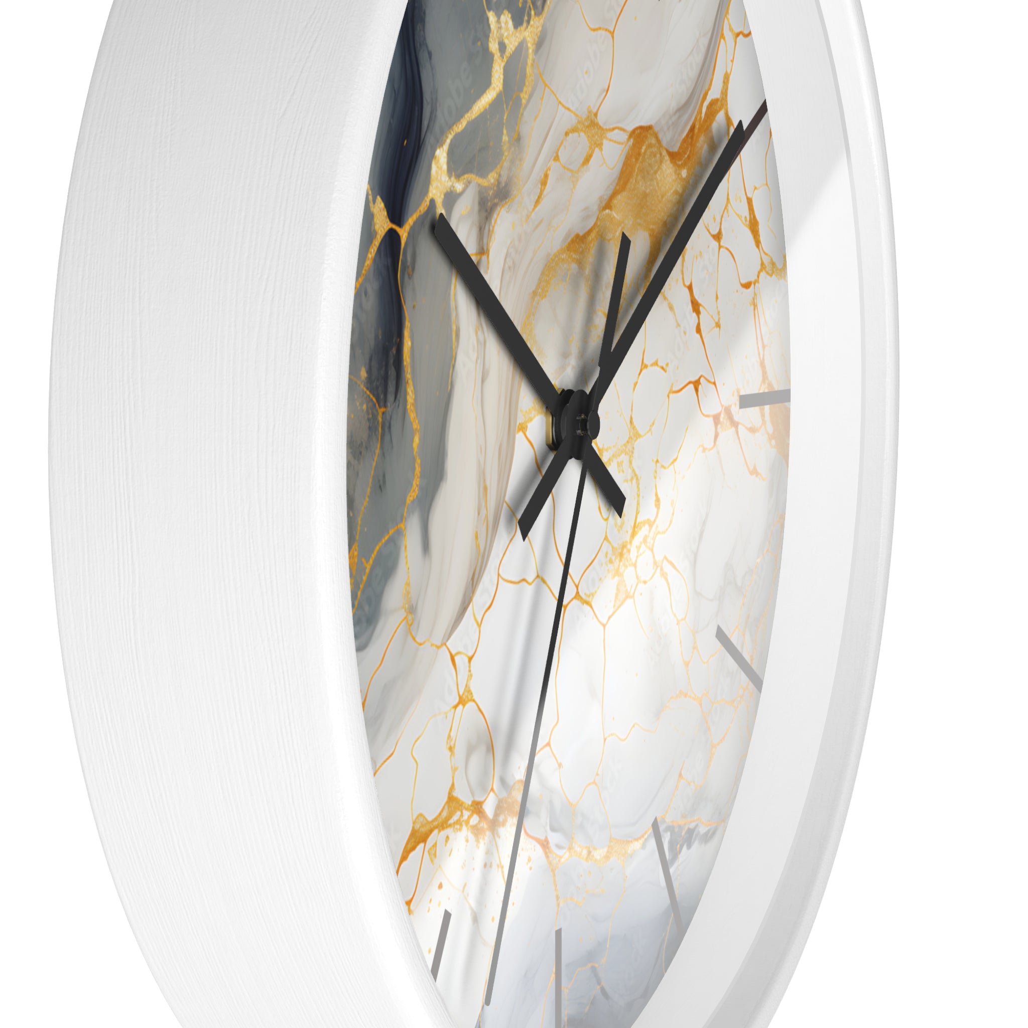 Marble Gold Accent Wall Clock — Elegant Modern Home Decor