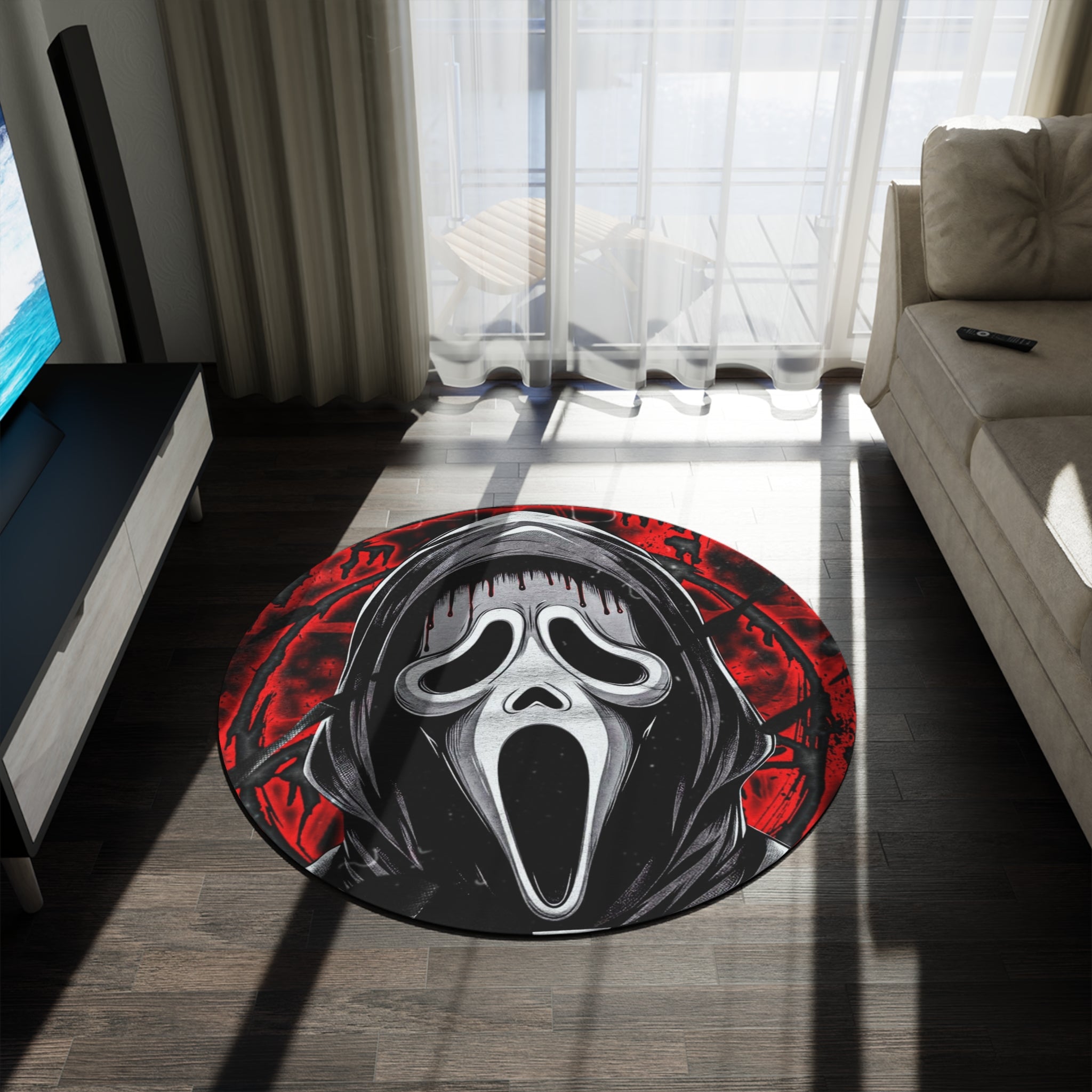 Scream Mask Round Rug
