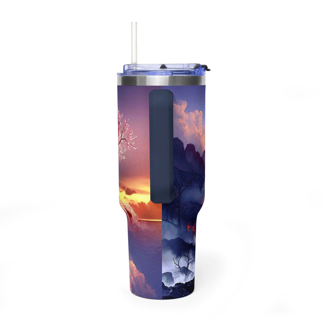 40oz Thermal Tumbler – Sunset Storm Mountain Landscape