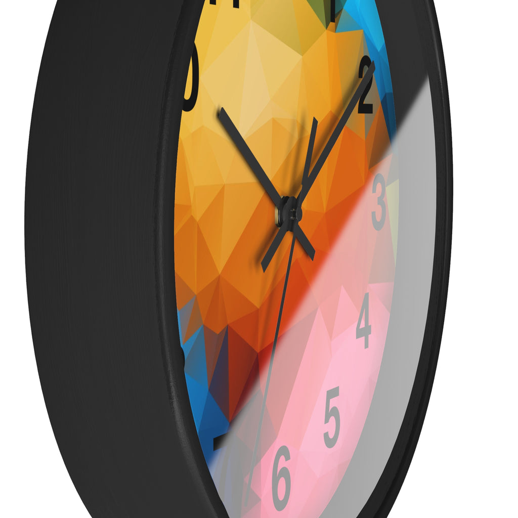 Colorful Geometric Wall Clock — Modern Polygon Abstract Home Decor