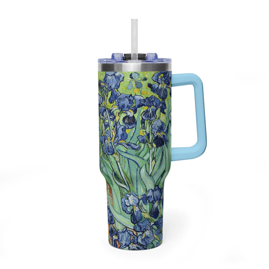 40oz Vacuum Tumbler — Van Gogh Irises Insulated Travel Mug