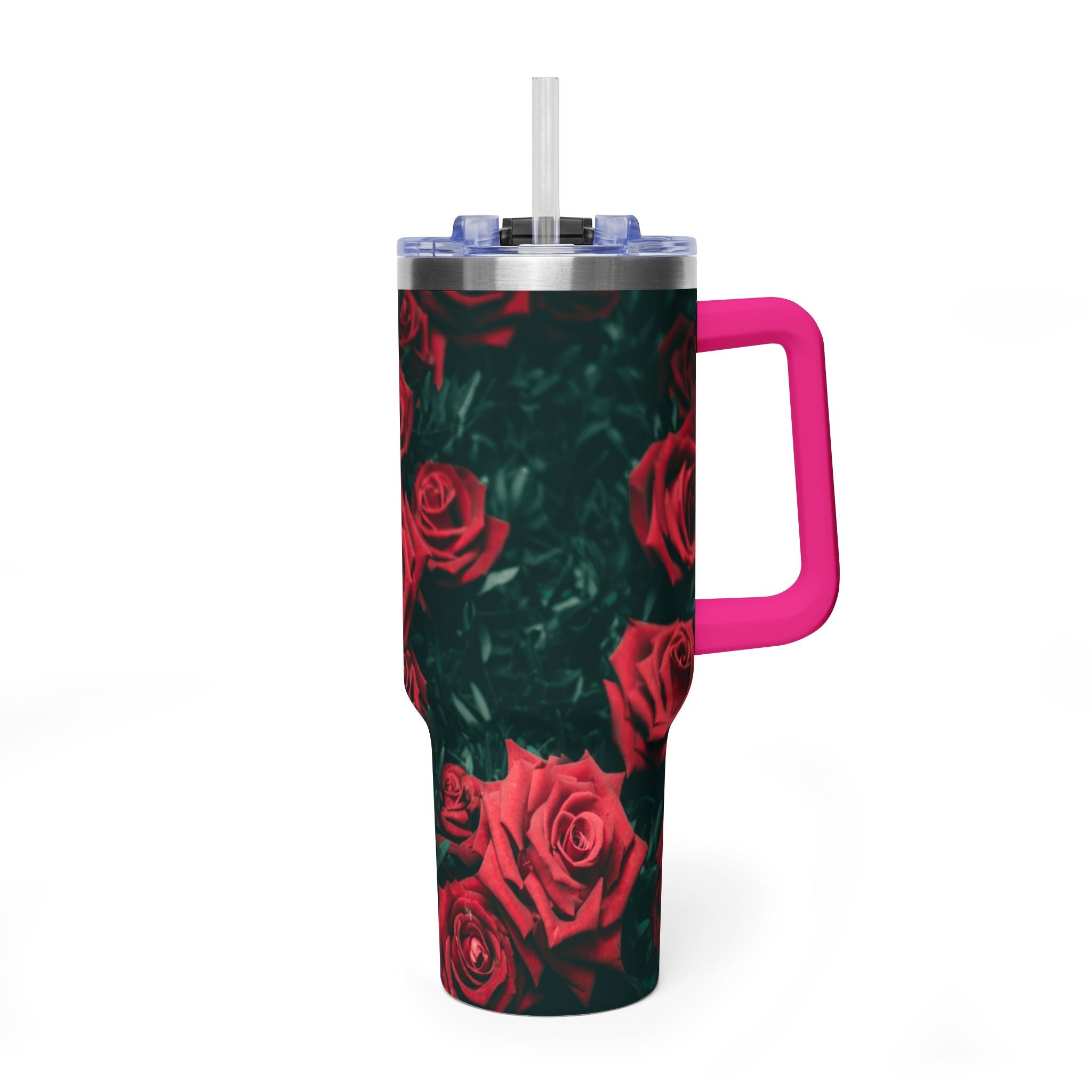 Rose Pattern 40oz Vacuum Tumbler – Insulated Floral Travel Mug