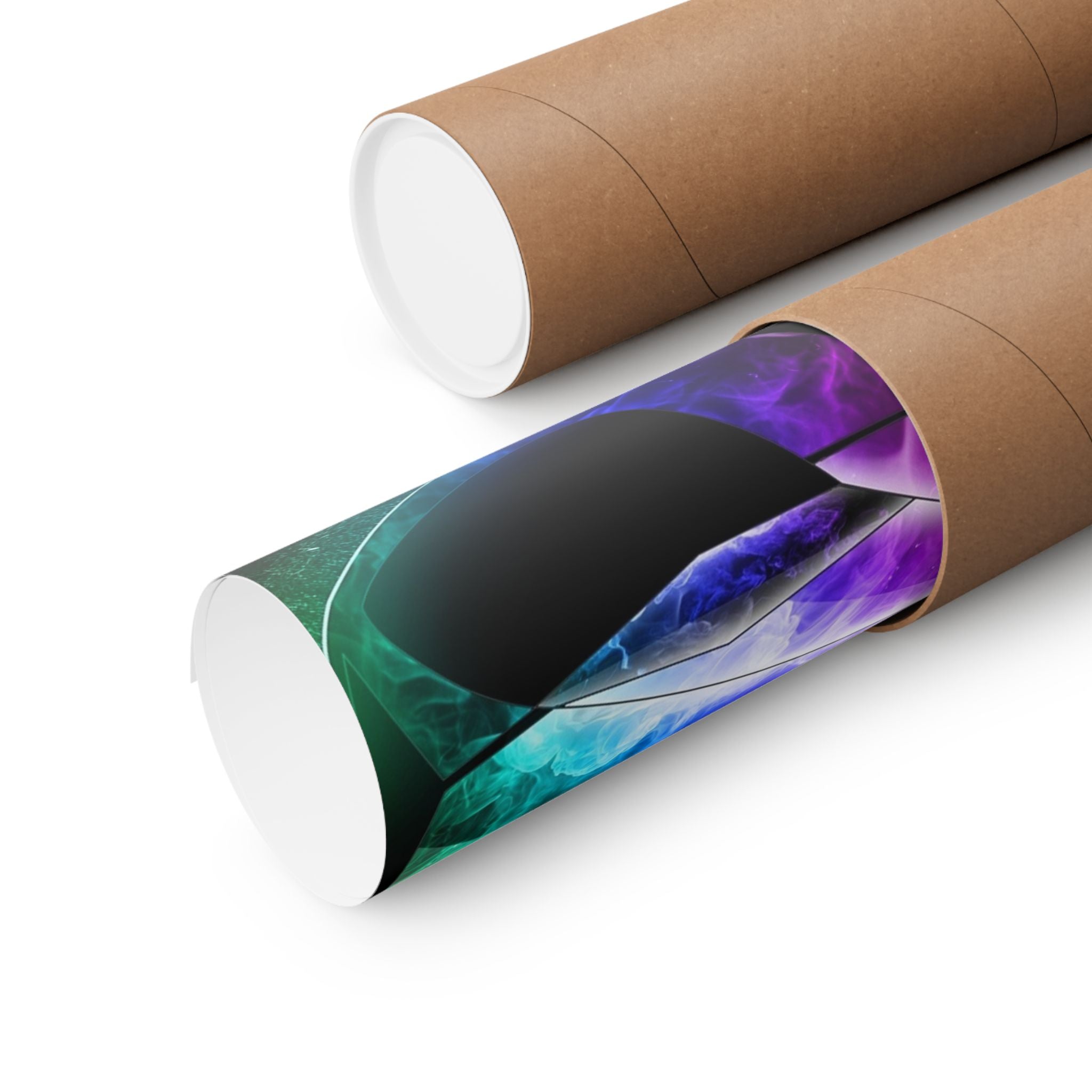 Neon Smoke Sports Car Matte Poster — Horizontal Automotive Wall Art