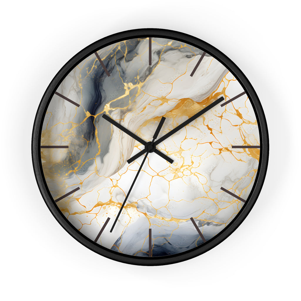 Marble Gold Accent Wall Clock — Elegant Modern Home Decor
