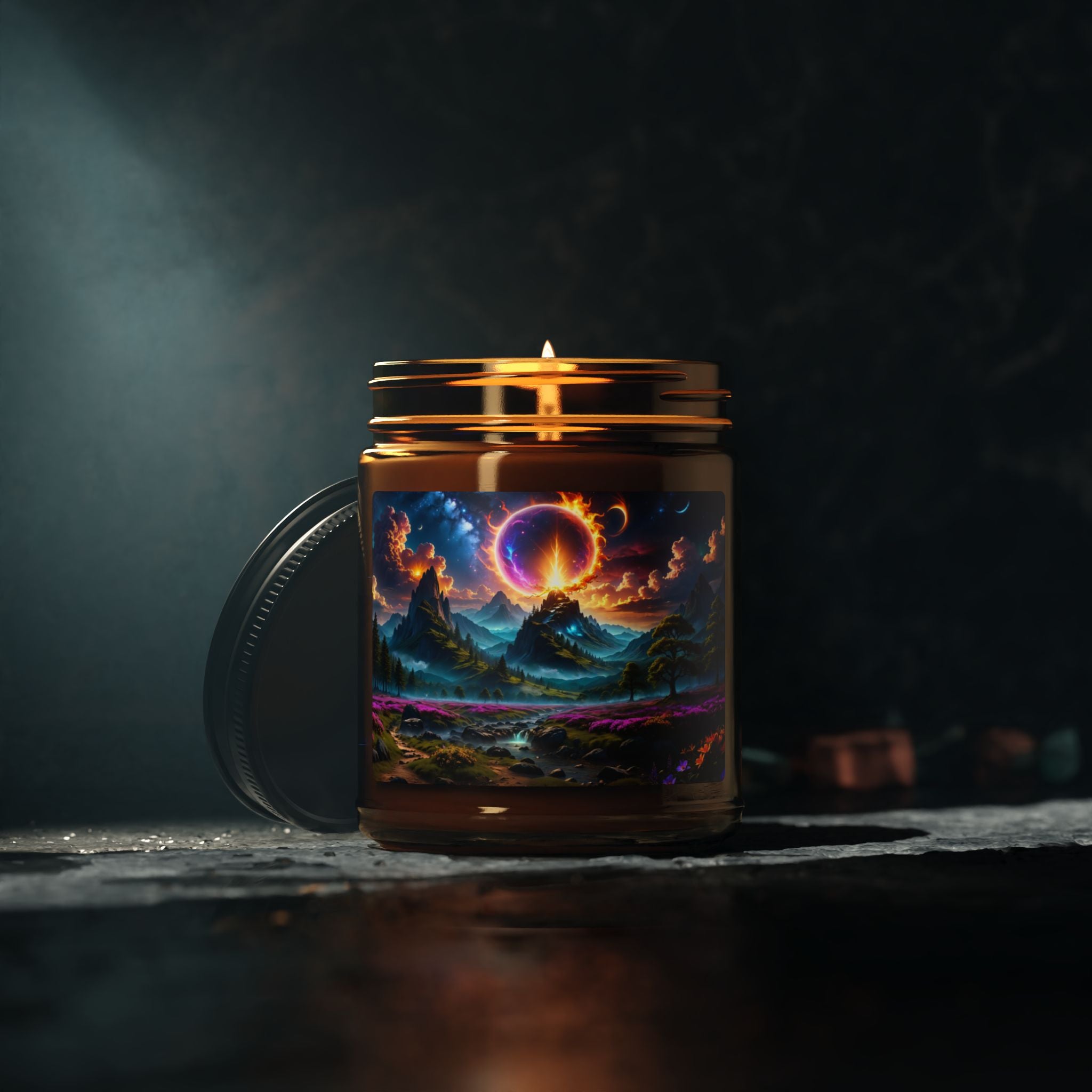 Mystic Eclipse Soy Candle — Amber Jar Aromatherapy Candle