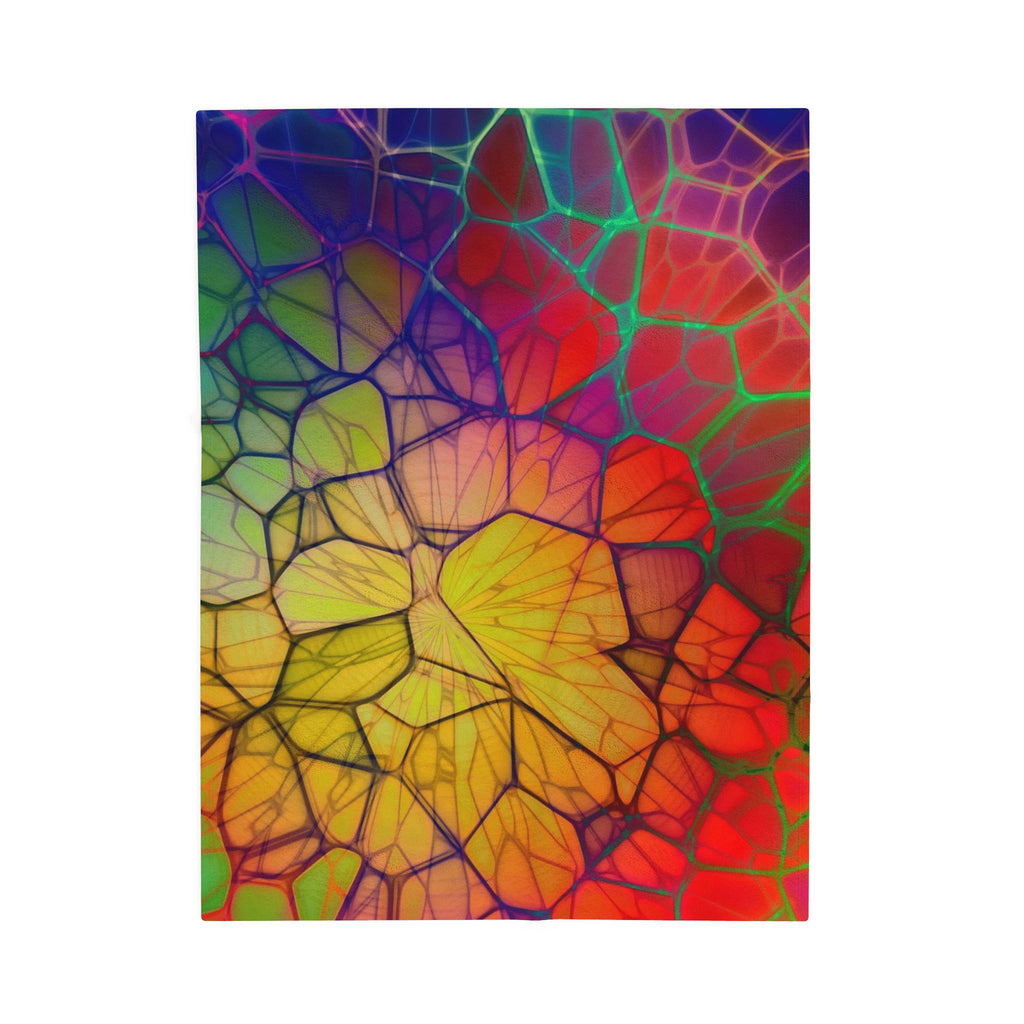 Velveteen Plush Blanket – Psychedelic Rainbow Mosaic Throw