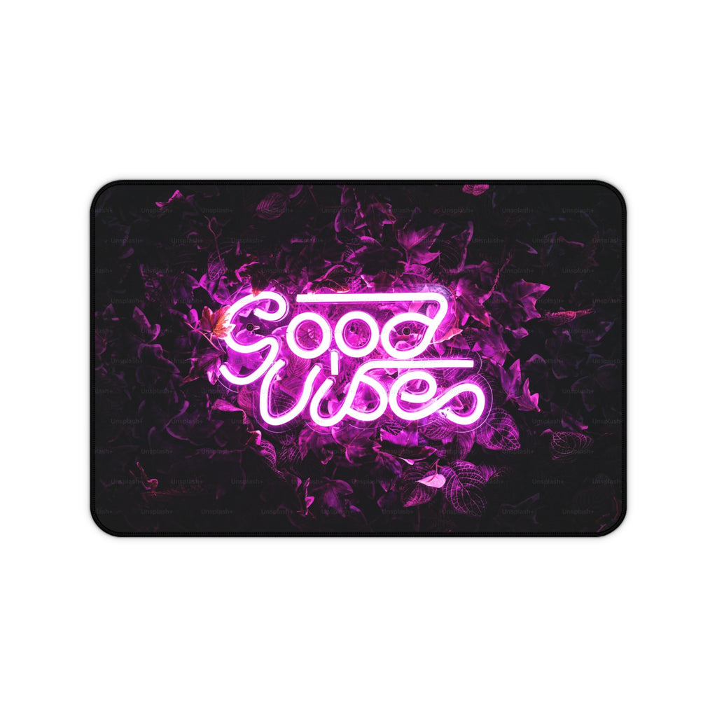 Good Vibes Neon Desk Mat — Pink Neon Keyboard Mouse Pad
