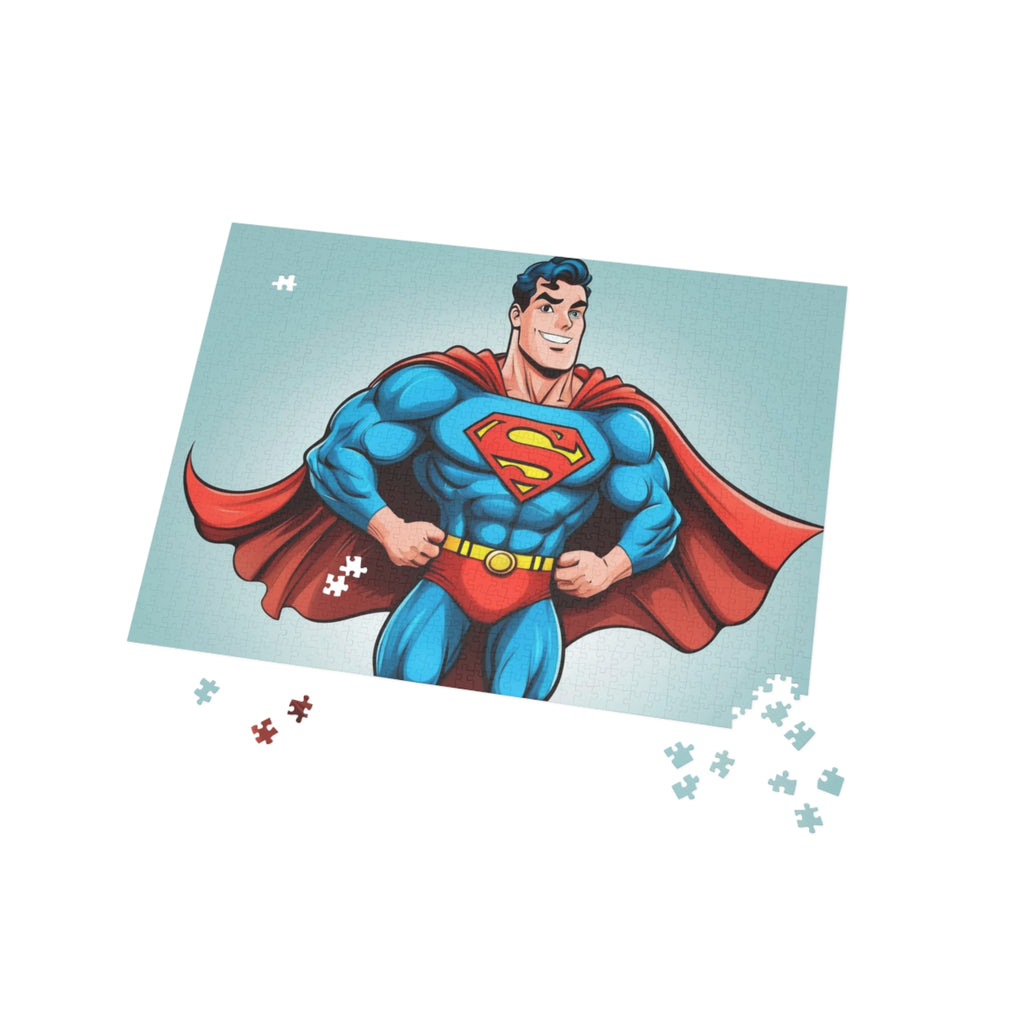 Superhero Jigsaw Puzzle — Retro Superman Illustration (96/252/500/1000 pcs)