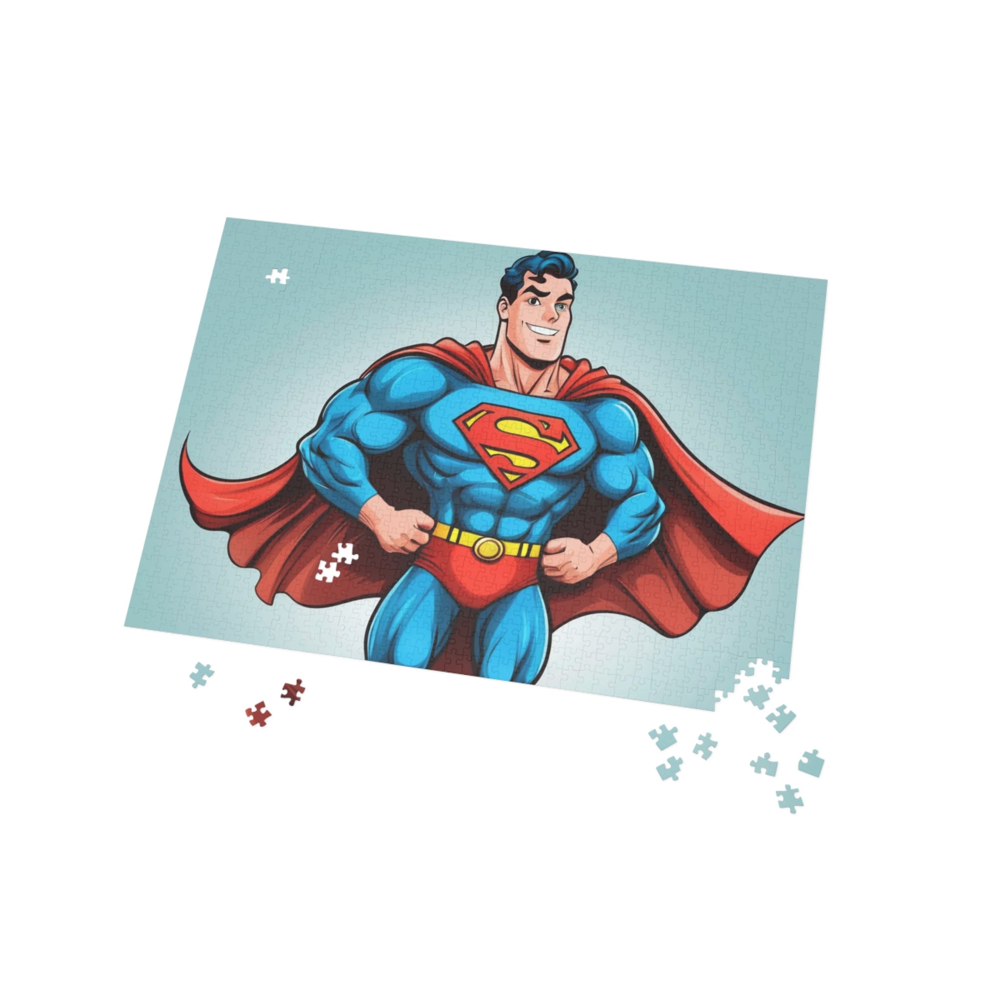 Superhero Jigsaw Puzzle — Retro Superman Illustration (96/252/500/1000 pcs)