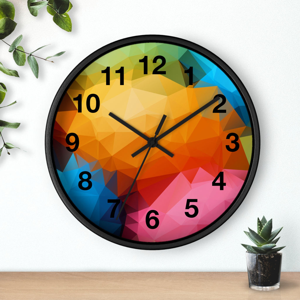 Colorful Geometric Wall Clock — Modern Polygon Abstract Home Decor