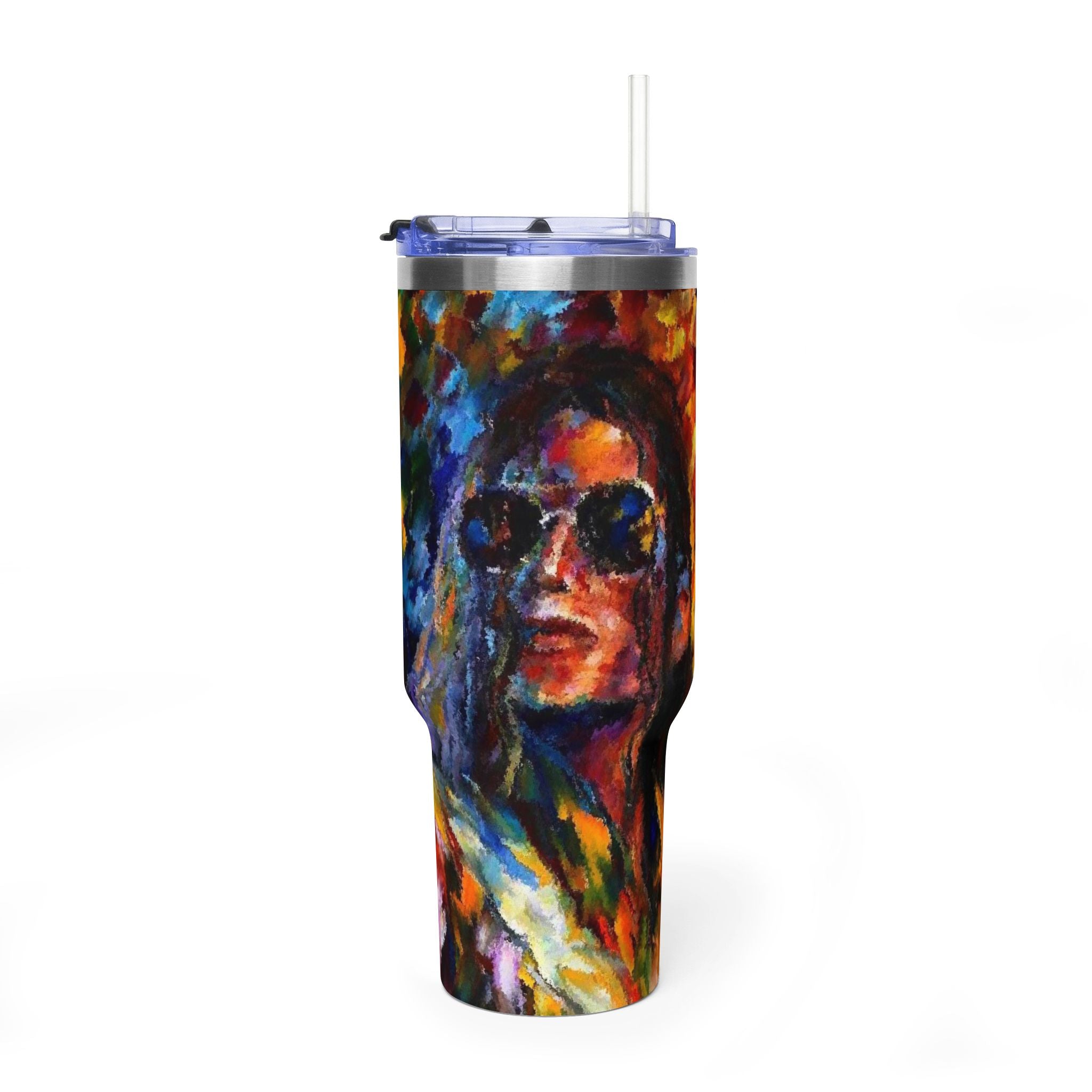 MJ 40oz Thermal Tumbler — Colorful MJ Portrait