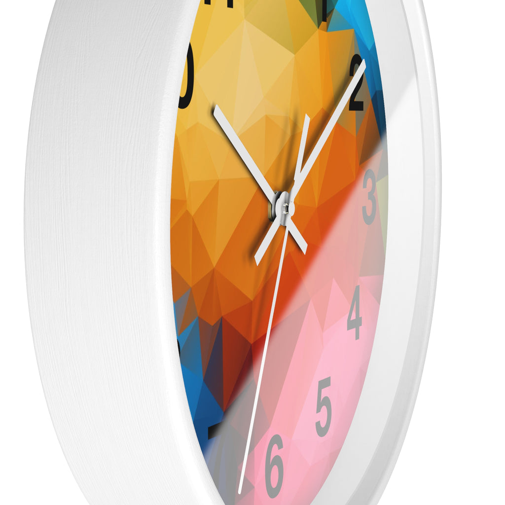 Colorful Geometric Wall Clock — Modern Polygon Abstract Home Decor