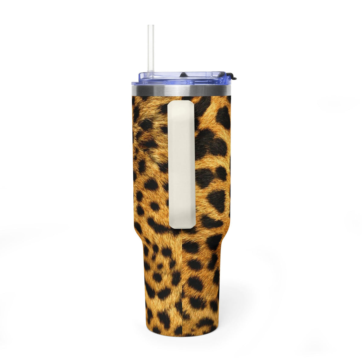 Leopard Print 40oz Vacuum Tumbler — Insulated Travel Mug with Handle