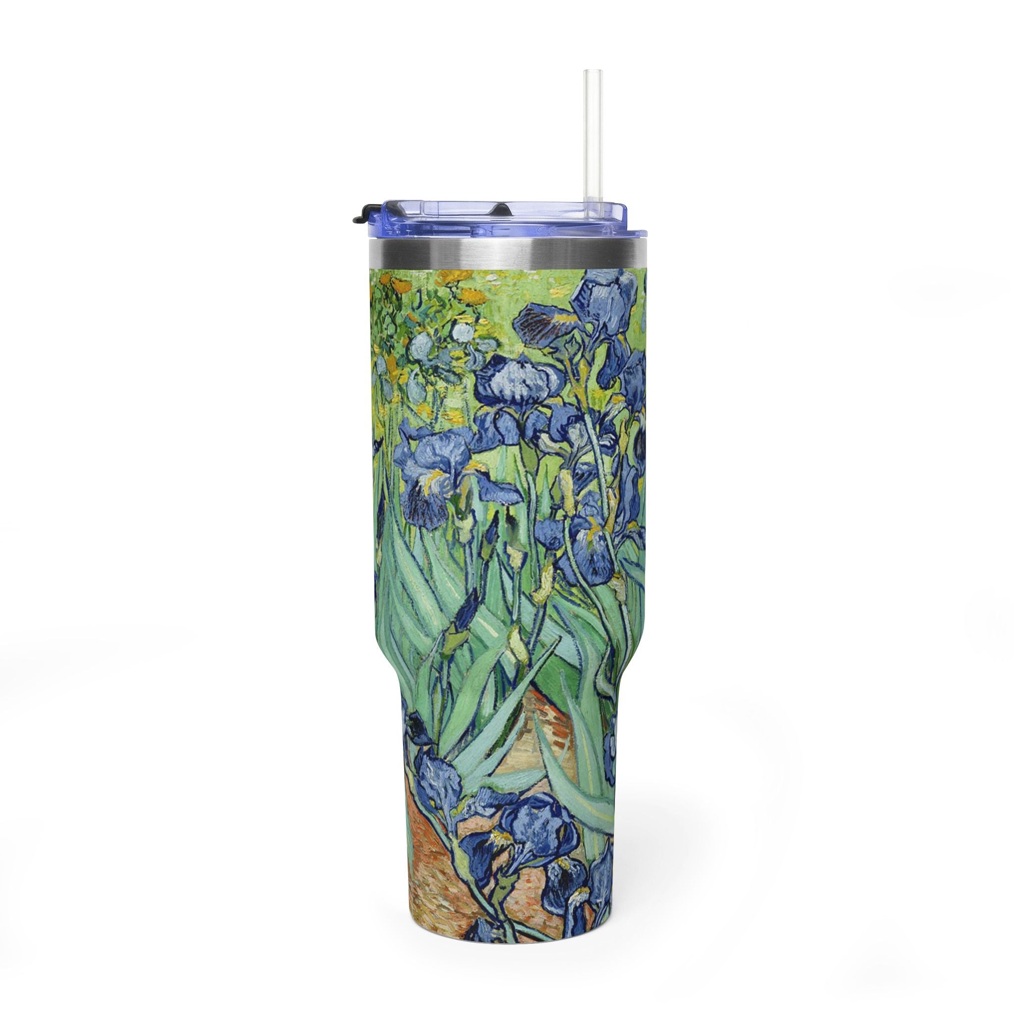 40oz Vacuum Tumbler — Van Gogh Irises Insulated Travel Mug